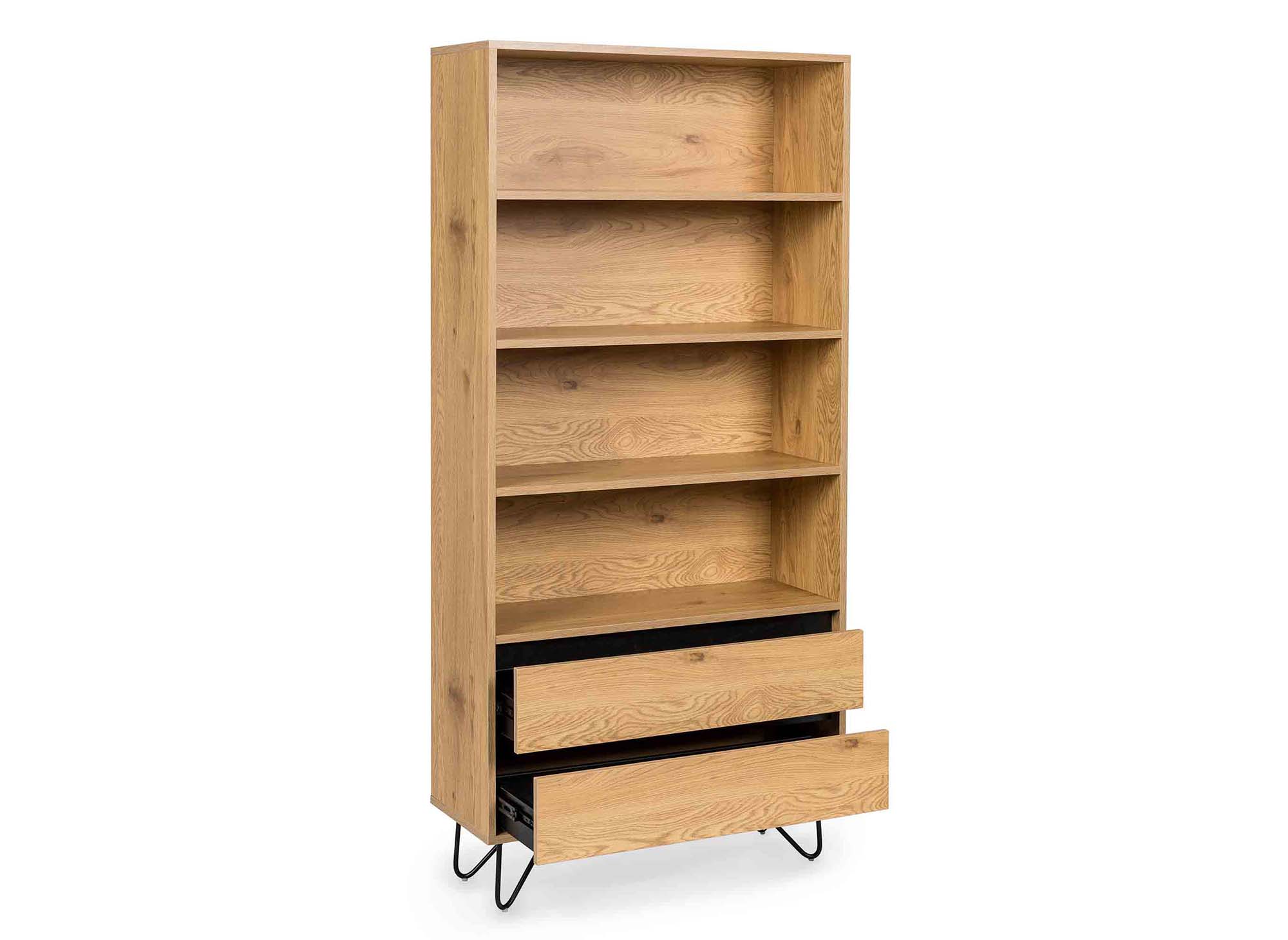 Bibliothèque en bois 2 tiroirs 3 étagères DARINA