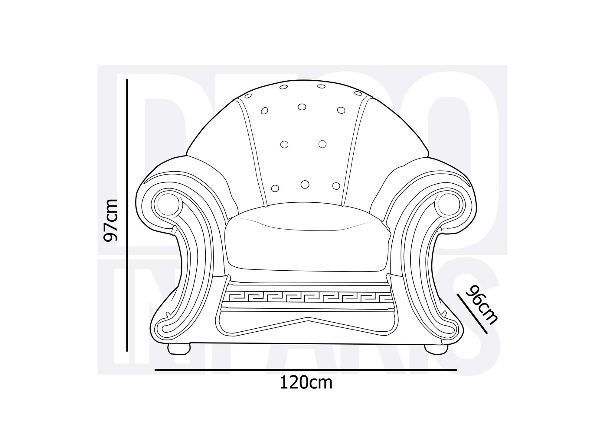 Fauteuil capitonné en cuir beige VINICIO