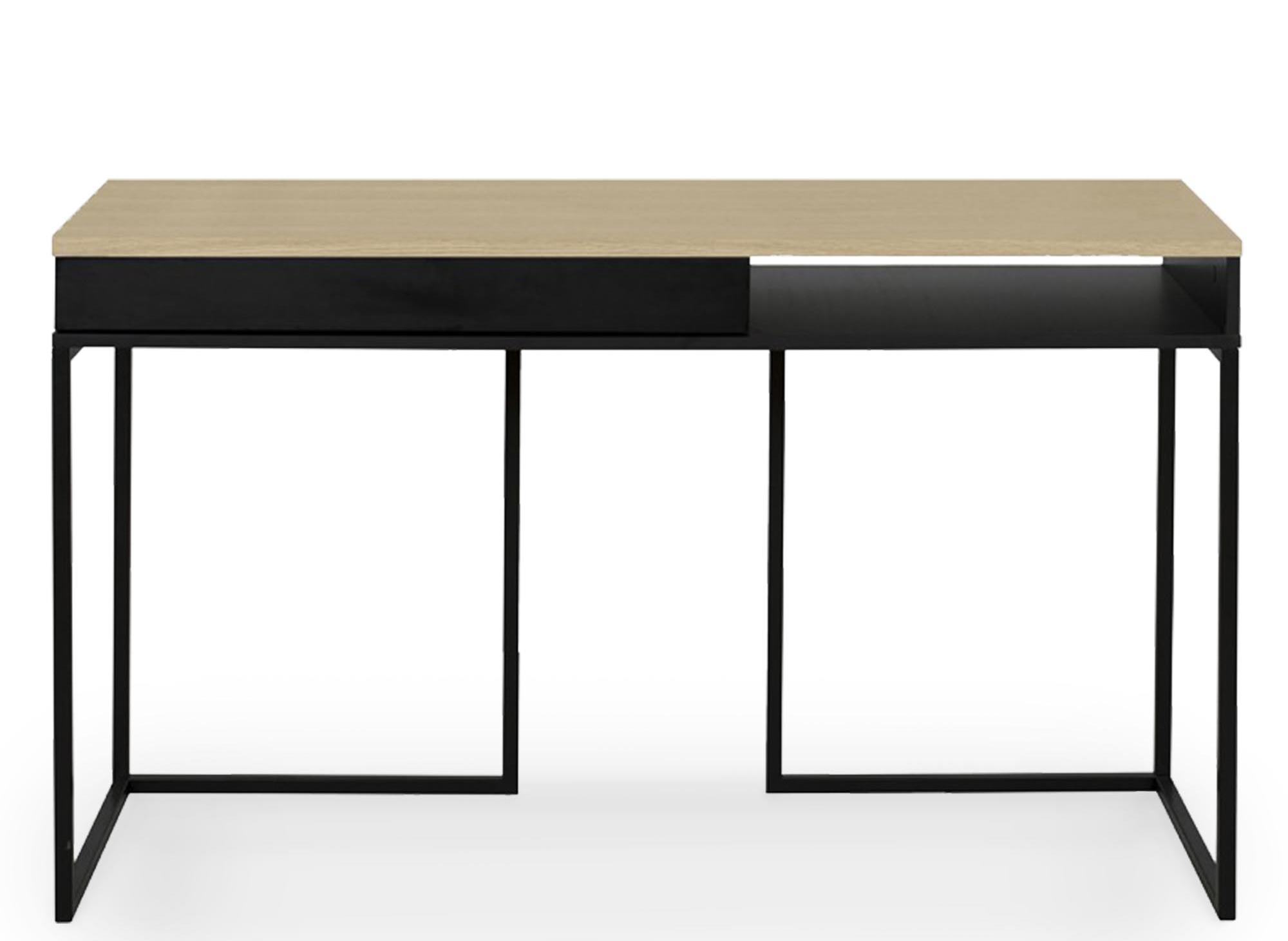 Bureau industriel avec tiroir et rangement en bois et métal COLETTE
