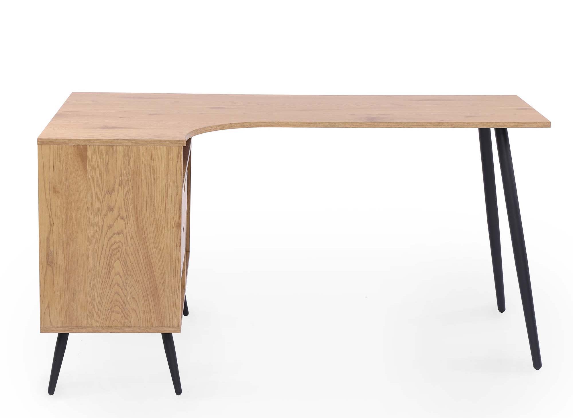 Bureau d'angle avec caisson en bois LEOMIR - DECOINPARIS