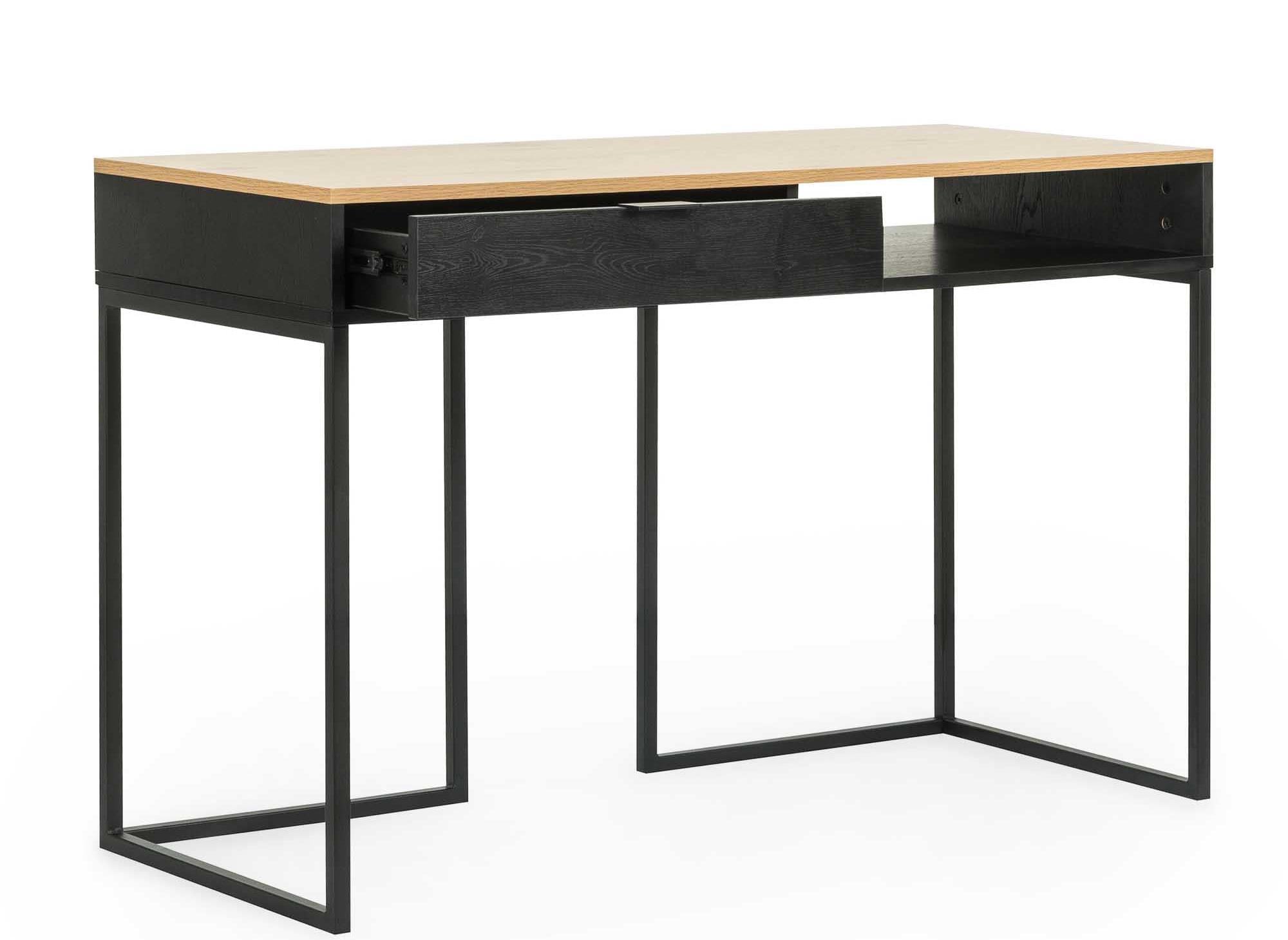 Achat bureau industriel métal et bois, 2 tiroirs (long 120 cm)