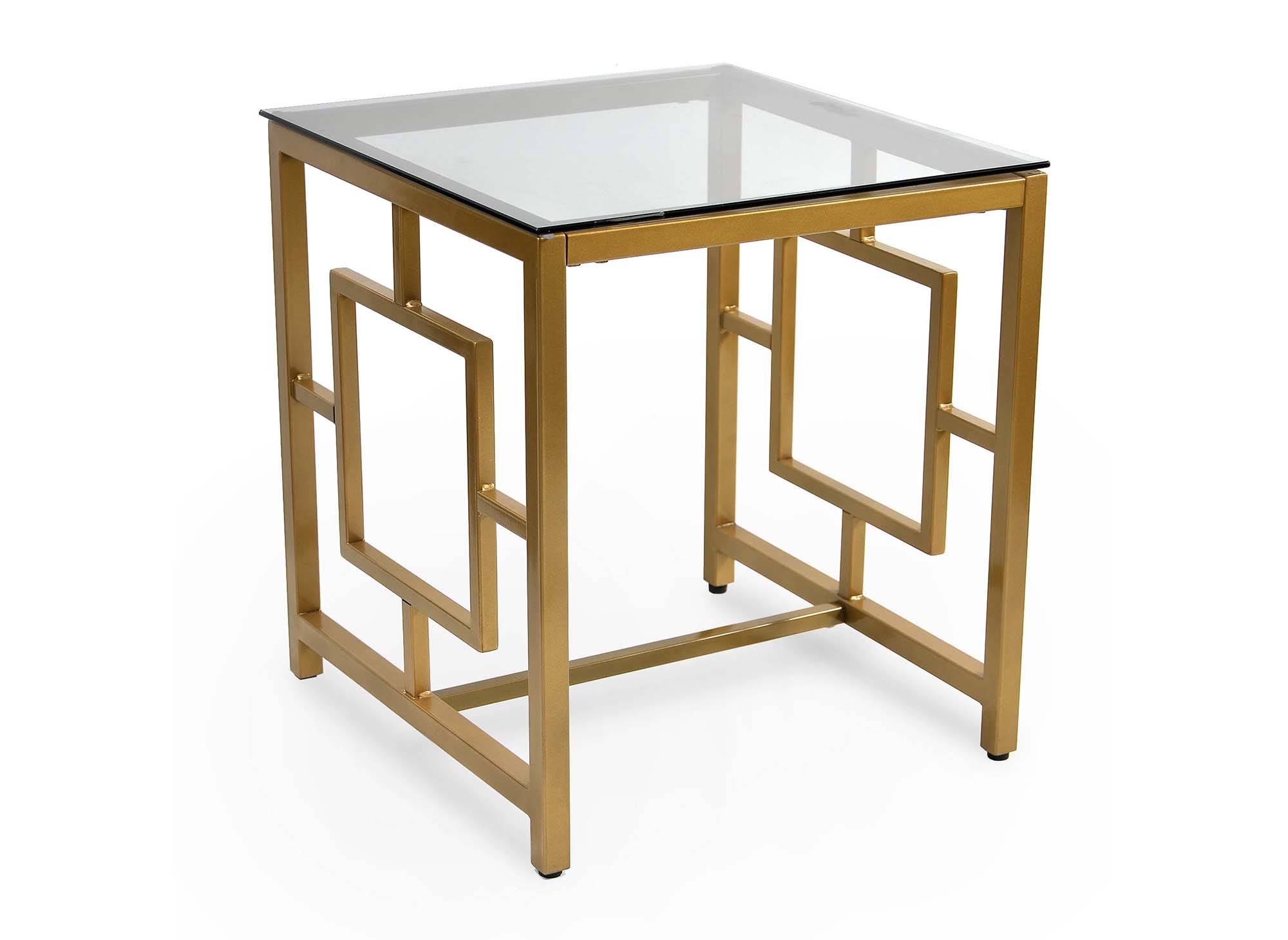 Table basse design en verre noir et métal doré carrée PABLO
