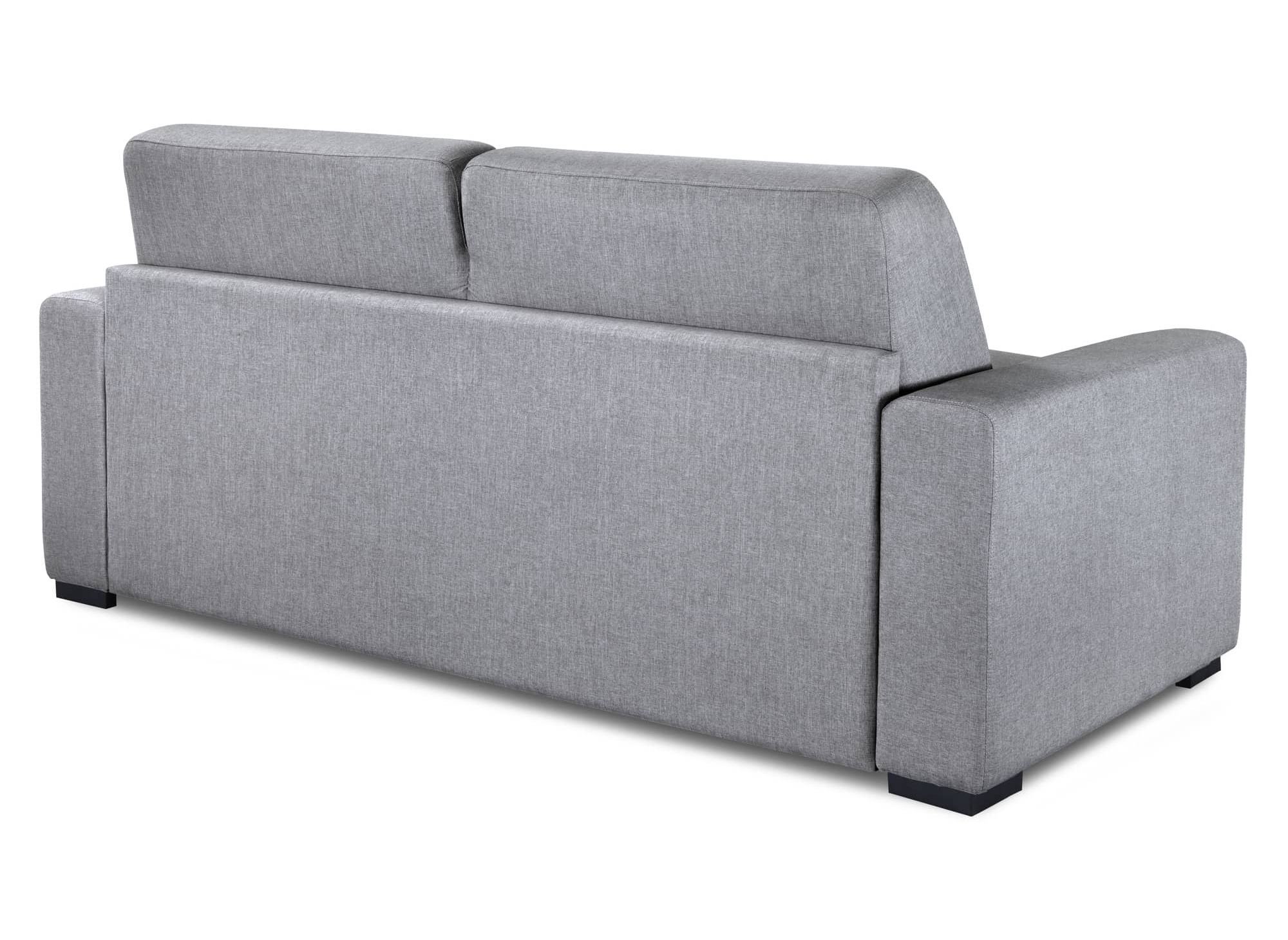 Canapé convertible 3 places LOUNA LUXE en tissu gris ouverture express matelas 18 cm