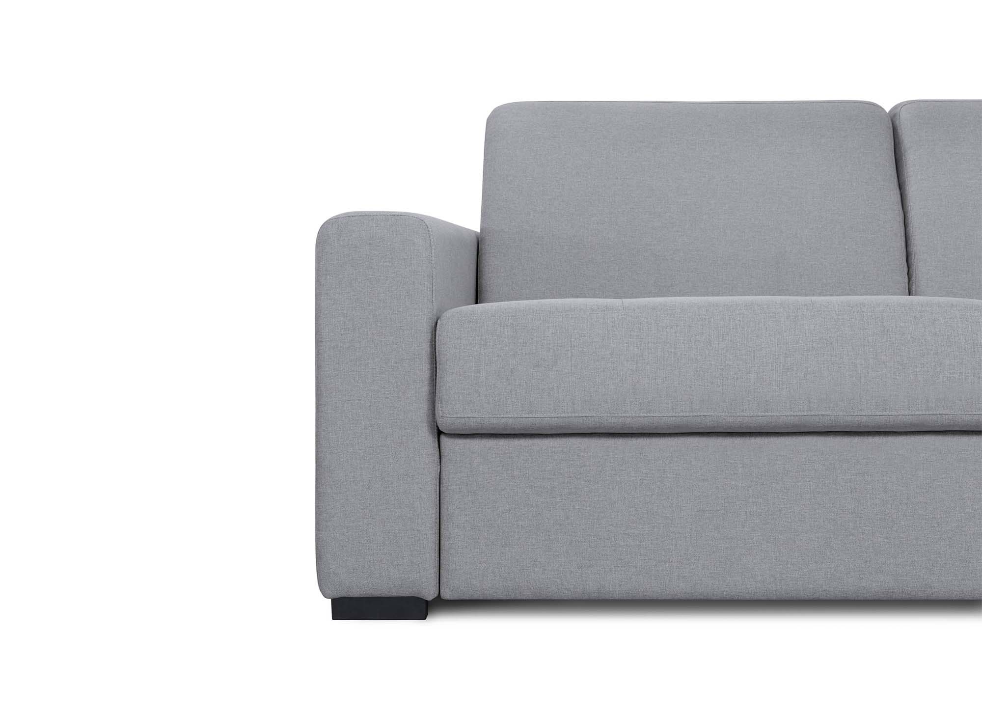 Canapé convertible 3 places LOUNA LUXE en tissu gris ouverture express matelas 18 cm
