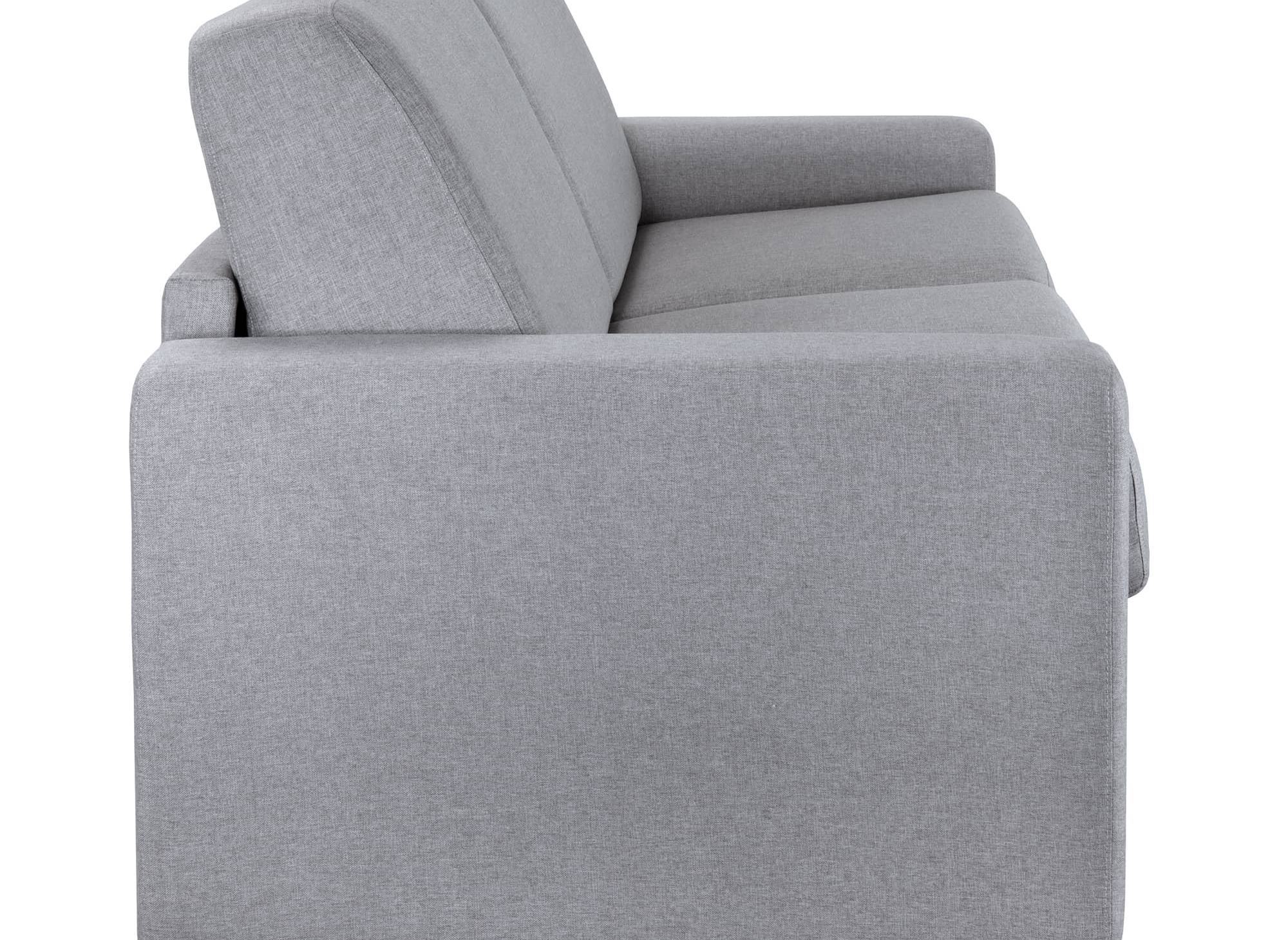 Canapé convertible 3 places LOUNA LUXE en tissu gris ouverture express matelas 18 cm