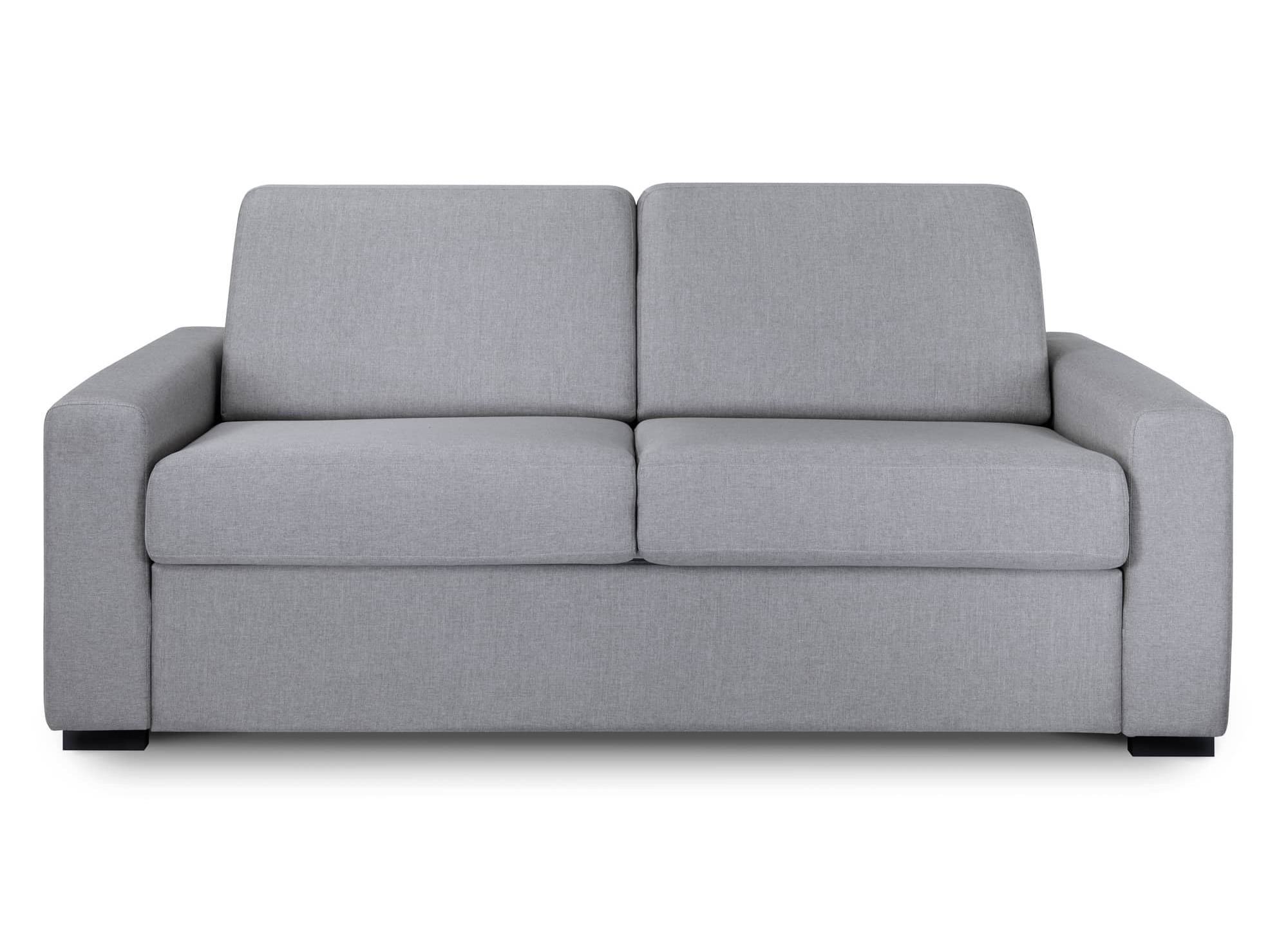 Canapé convertible 3 places LOUNA LUXE en tissu gris ouverture express matelas 18 cm