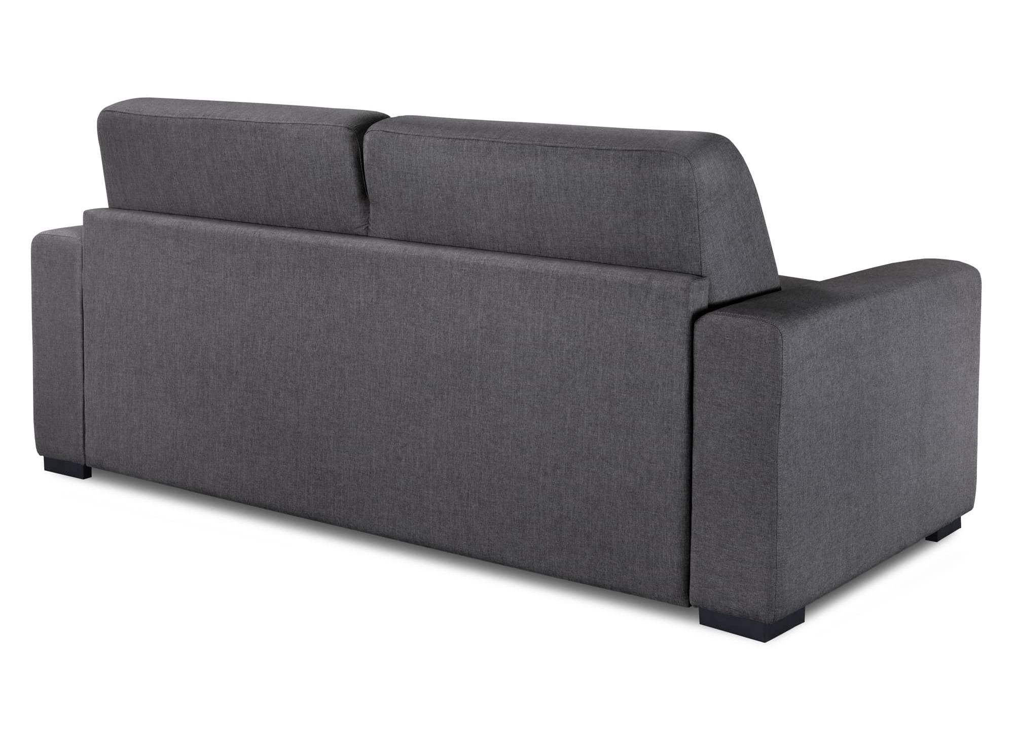 Canapé convertible 3 places LOUNA LUXE en tissu gris foncé ouverture express matelas 18 cm