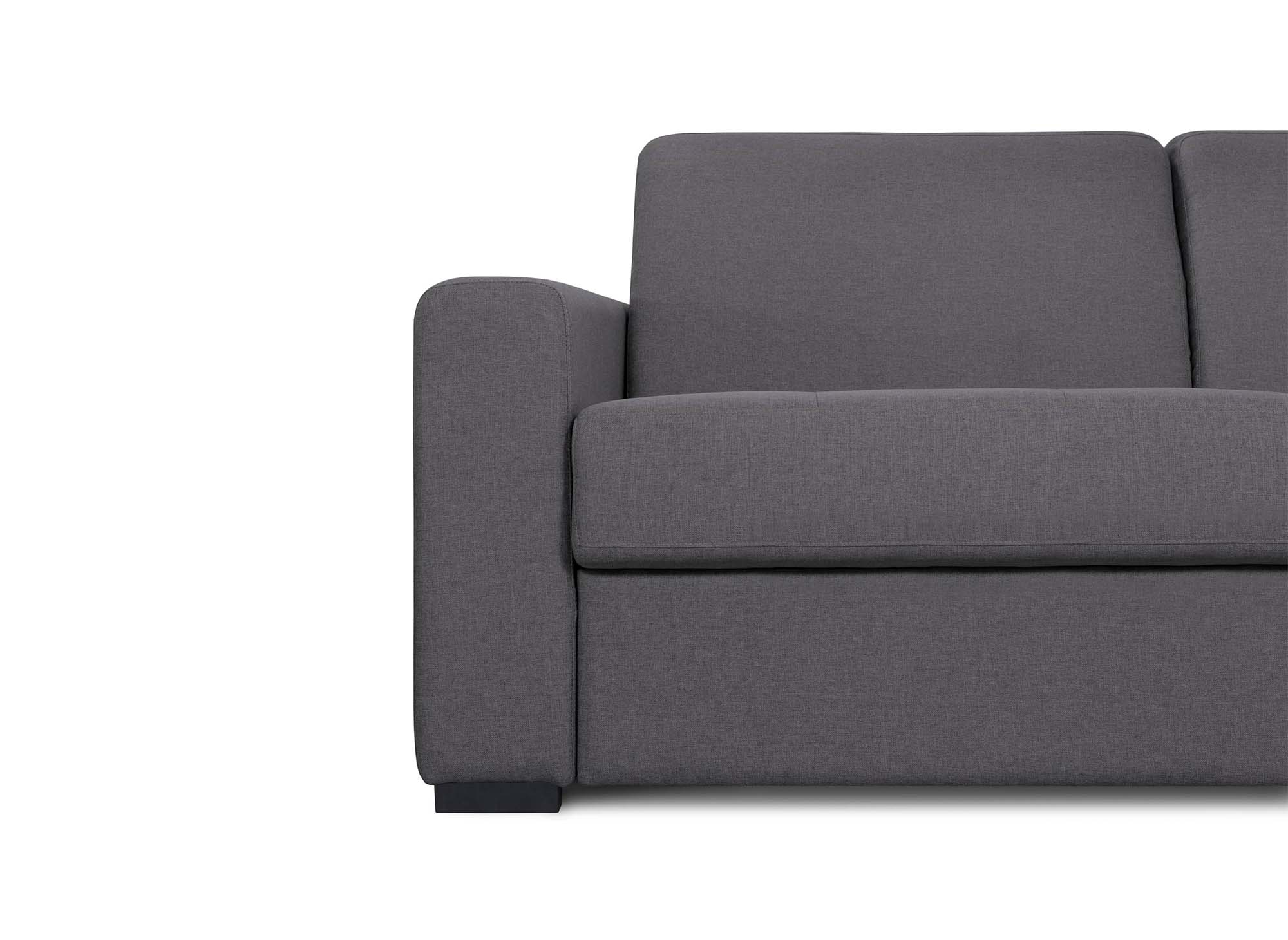 Canapé convertible 3 places LOUNA LUXE en tissu gris foncé ouverture express matelas 18 cm