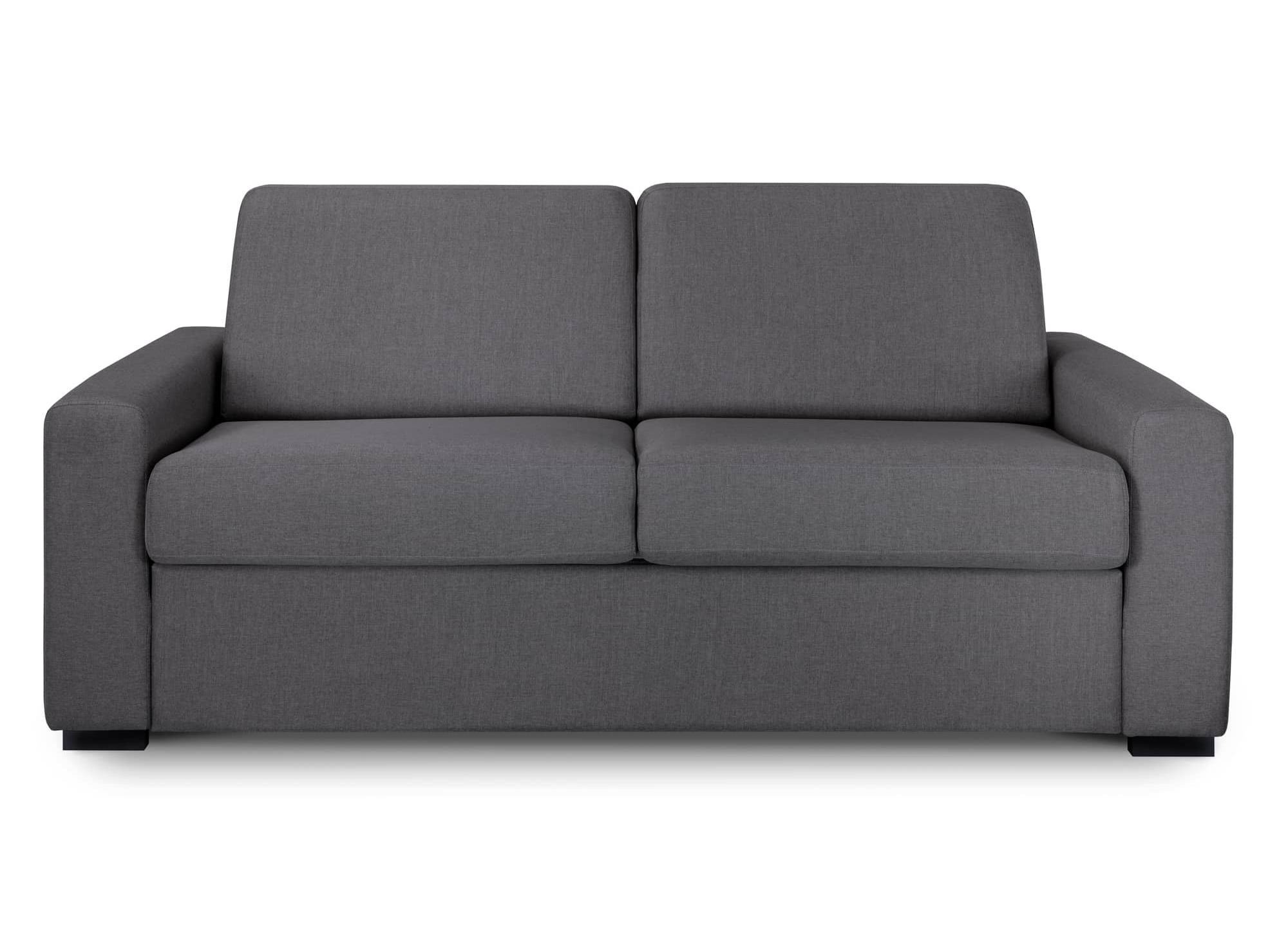 Canapé convertible 3 places LOUNA LUXE en tissu gris foncé ouverture express matelas 18 cm
