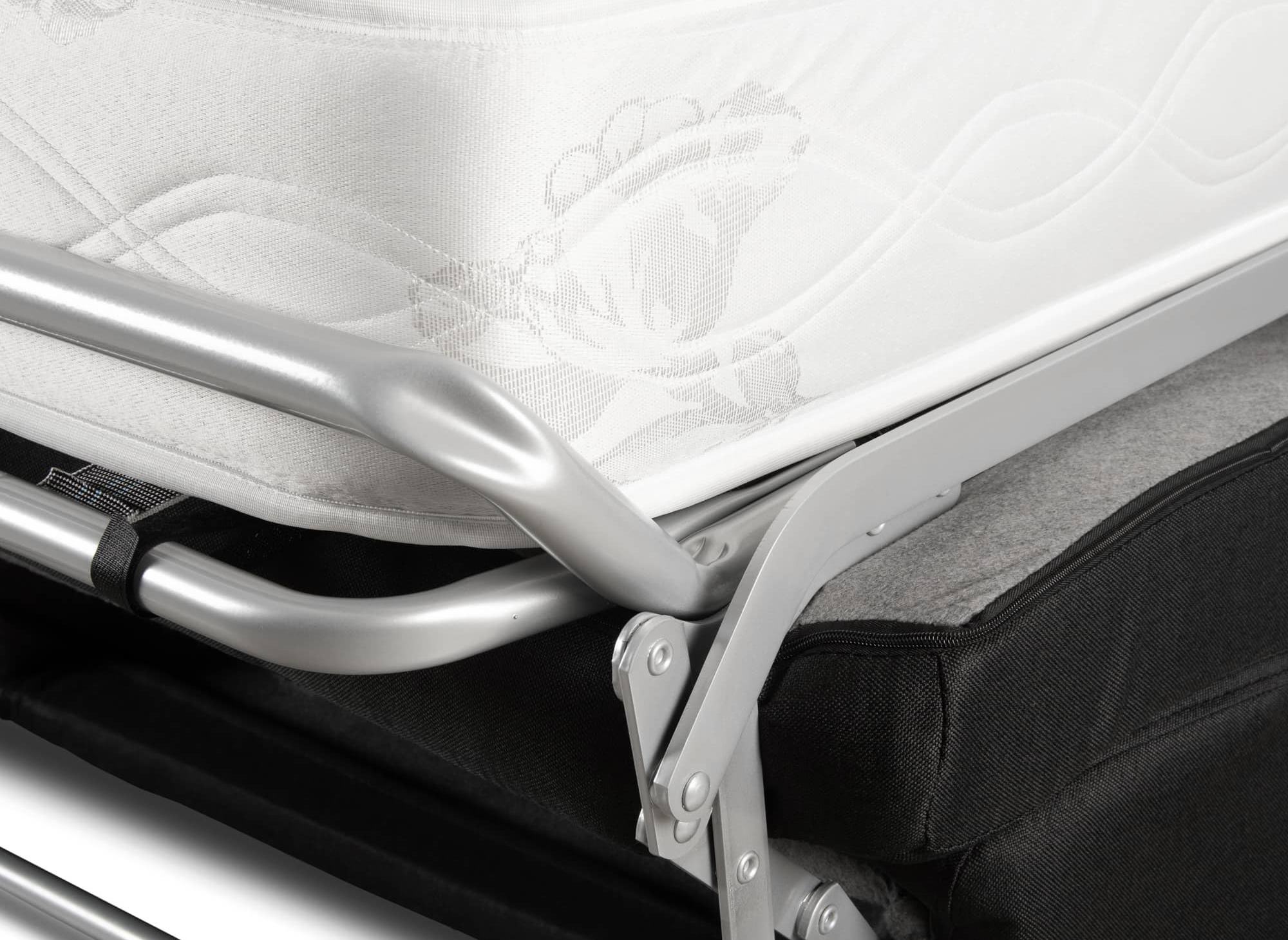 Canapé convertible 3 places LOUNA LUXE en tissu gris anthracite ouverture express matelas 18 cm