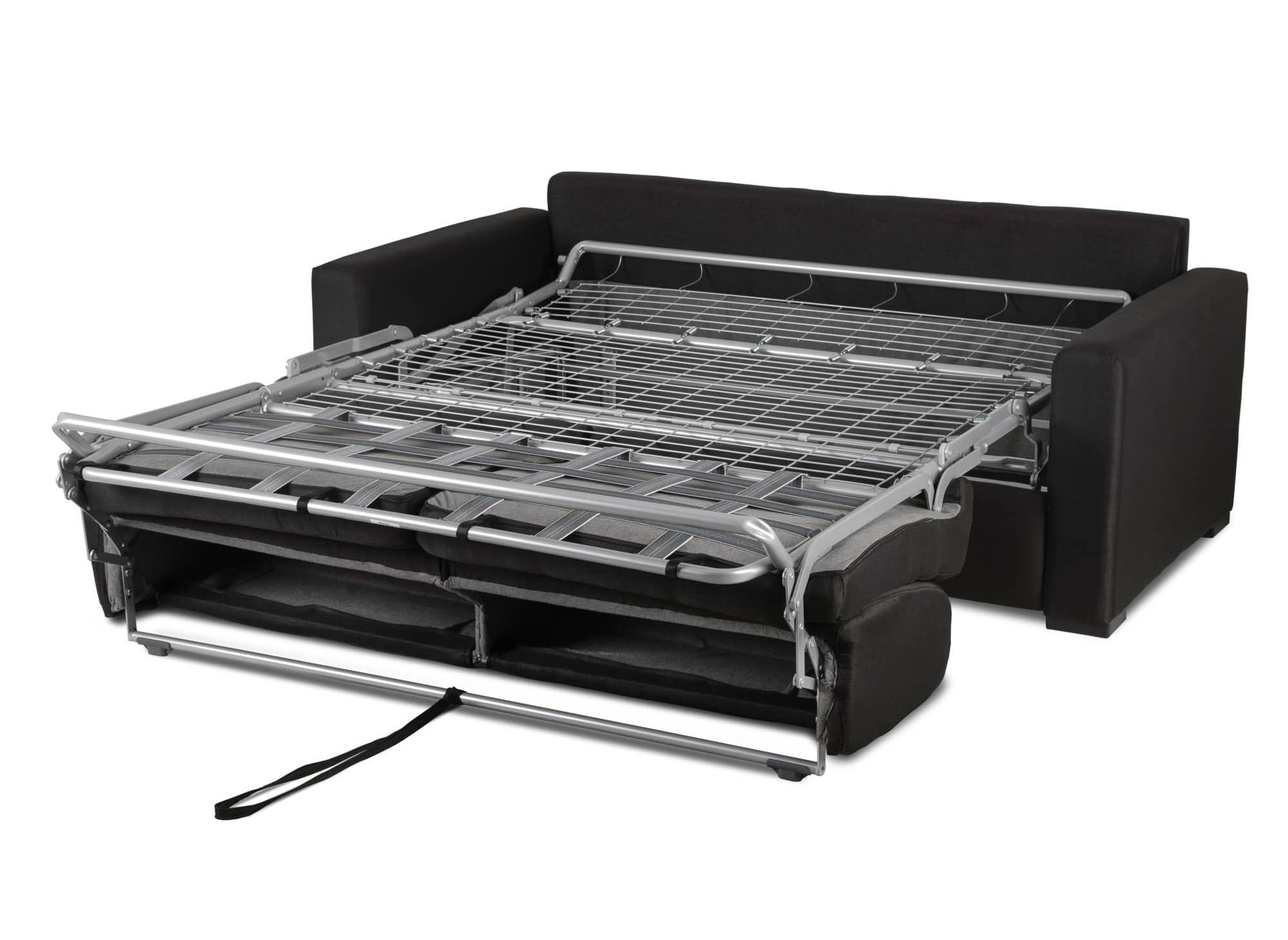 Canapé convertible 3 places LOUNA LUXE en tissu gris anthracite ouverture express matelas 18 cm