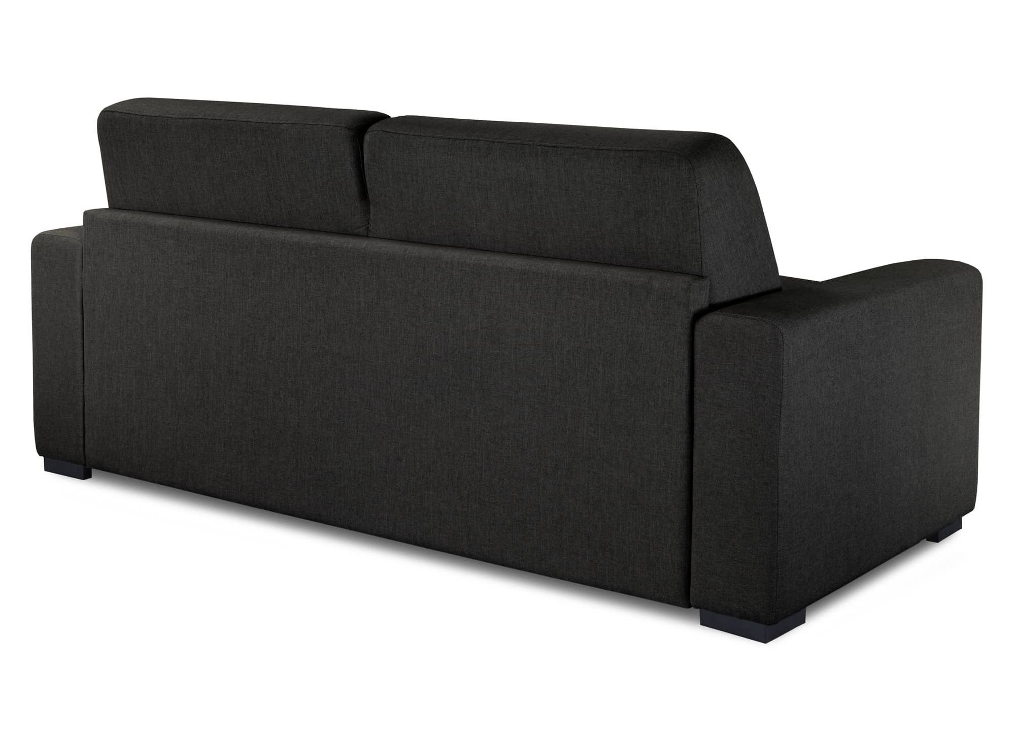 Canapé convertible 3 places LOUNA LUXE en tissu gris anthracite ouverture express matelas 18 cm