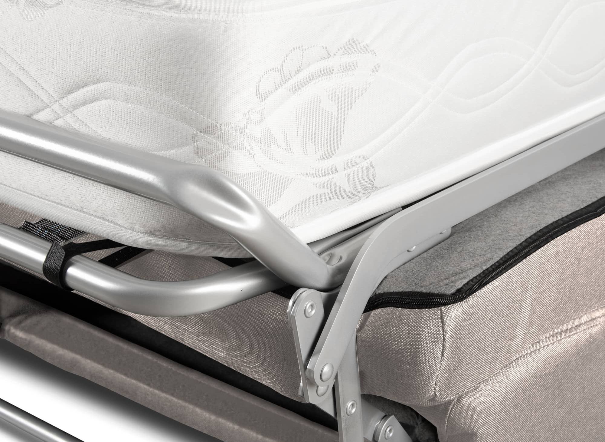Canapé convertible 3 places LOUNA LUXE en tissu beige ouverture express matelas 18 cm