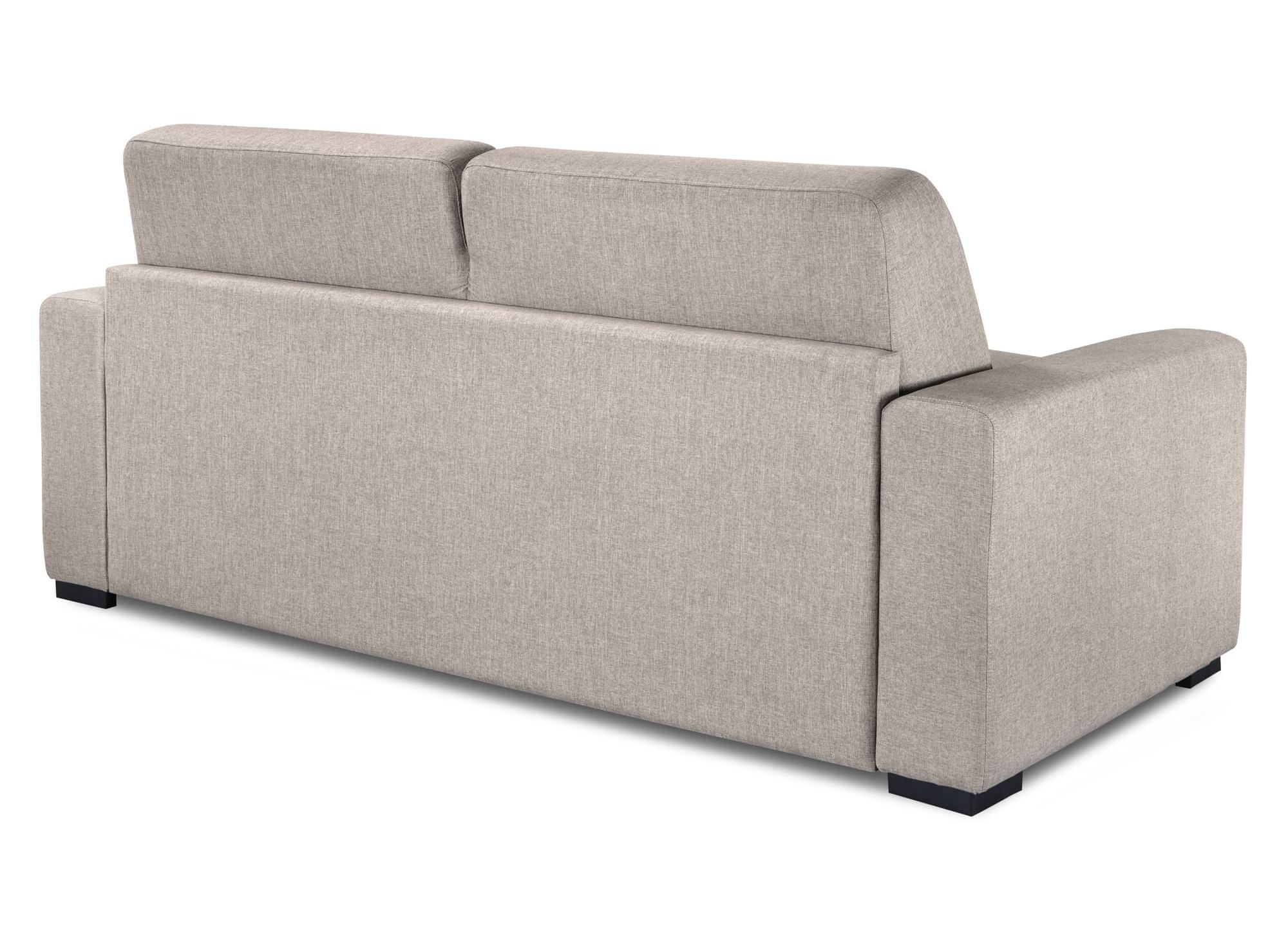 Canapé convertible 3 places LOUNA LUXE en tissu beige ouverture express matelas 18 cm