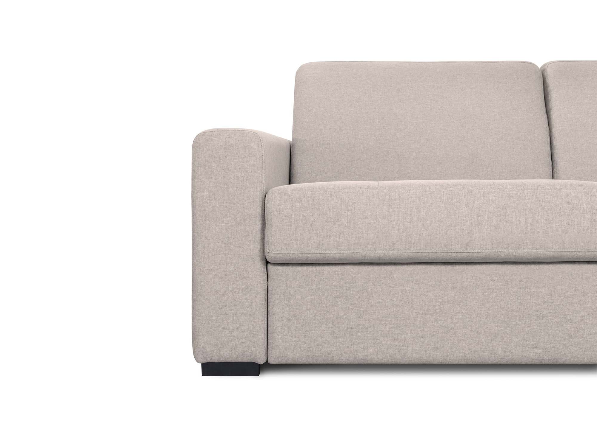 Canapé convertible 3 places LOUNA LUXE en tissu beige ouverture express matelas 18 cm