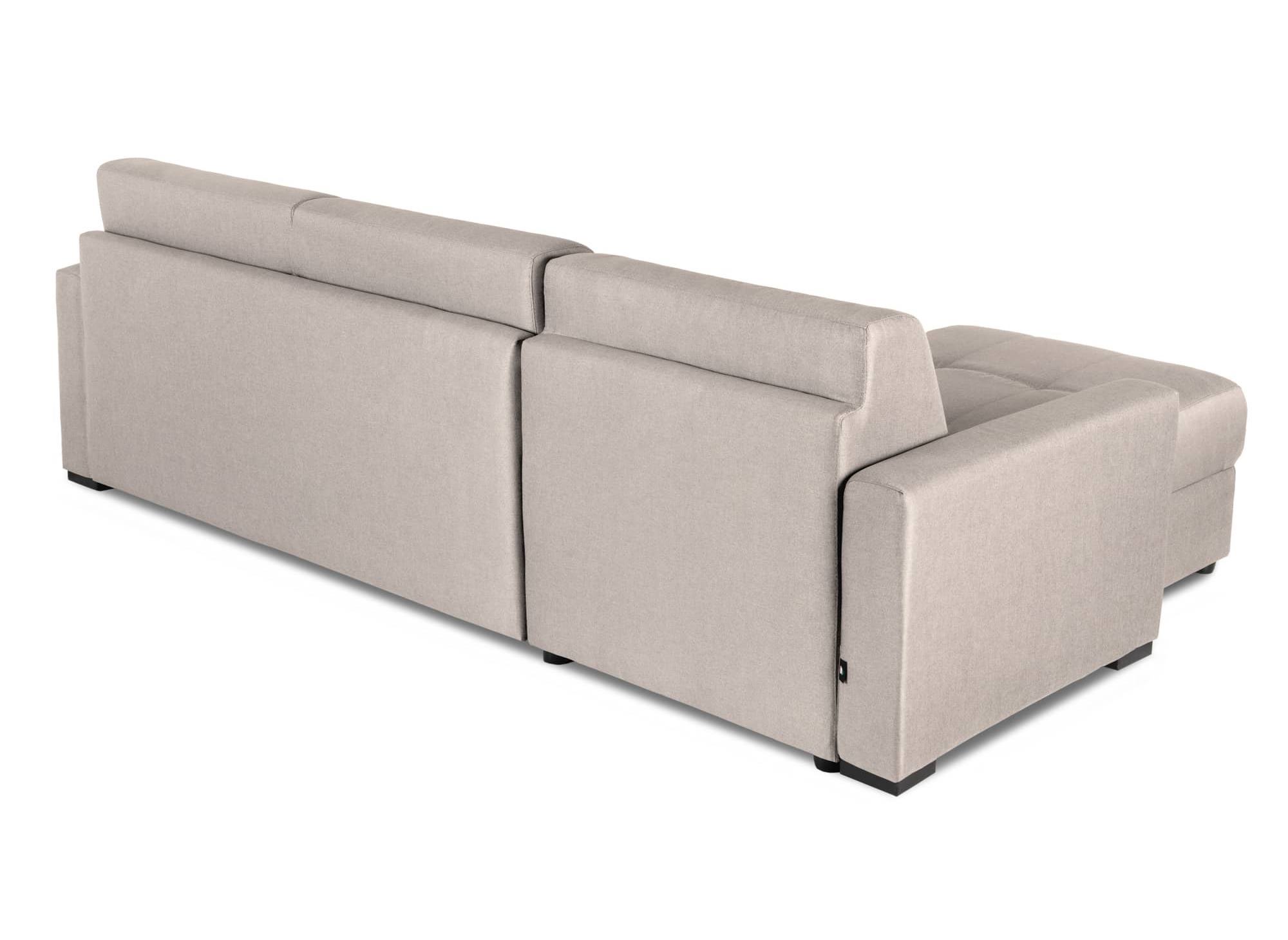 Canapé d'angle réversible convertible LOUNA en tissu beige avec coffre de rangement