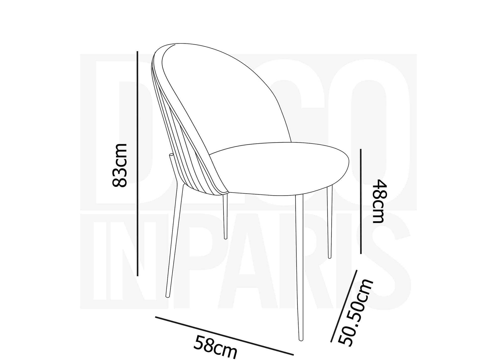 Lot de 2 chaises design en velours gris ARABEL