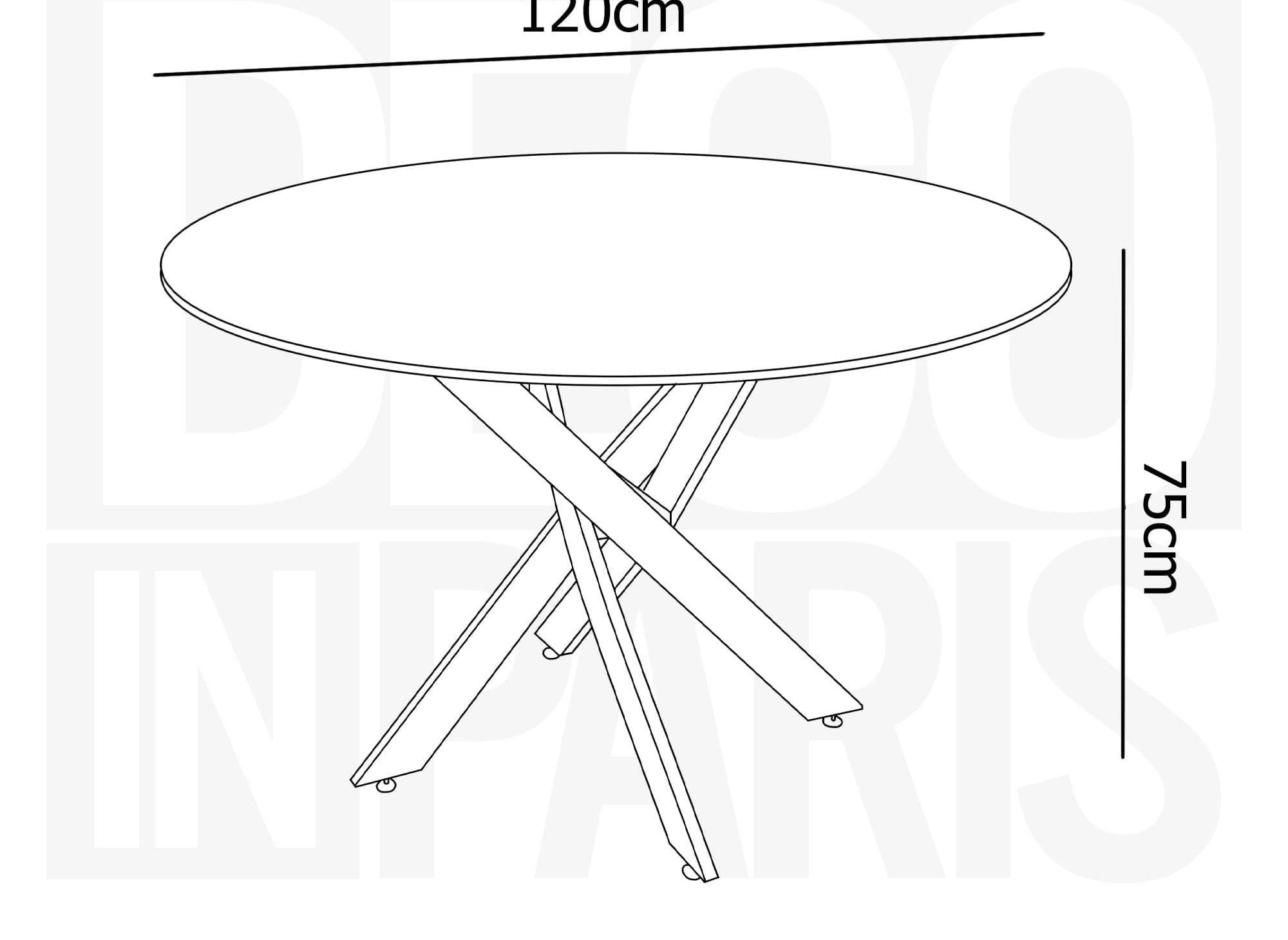 Table à manger ronde design verre marbré et pieds dorés 4 personnes MELISSA