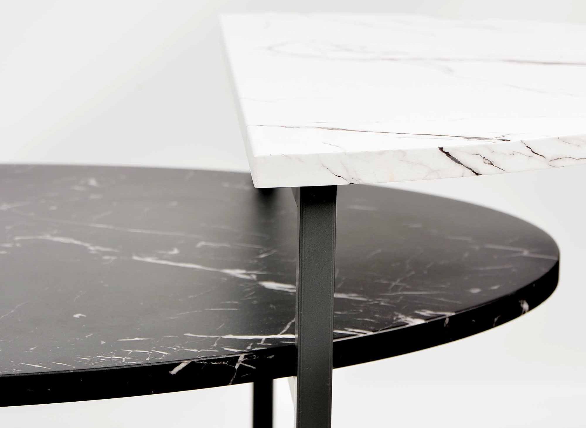 Table basse ovale avec double plateau en bois imitation marbre LILIAN