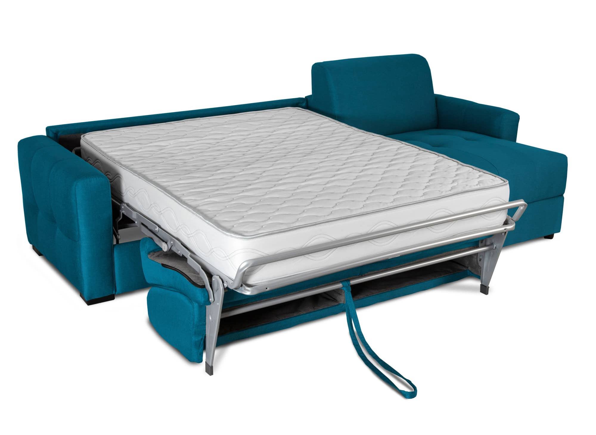 Canapé d'angle convertible et réversible en tissu bleu pétrole ALTEA