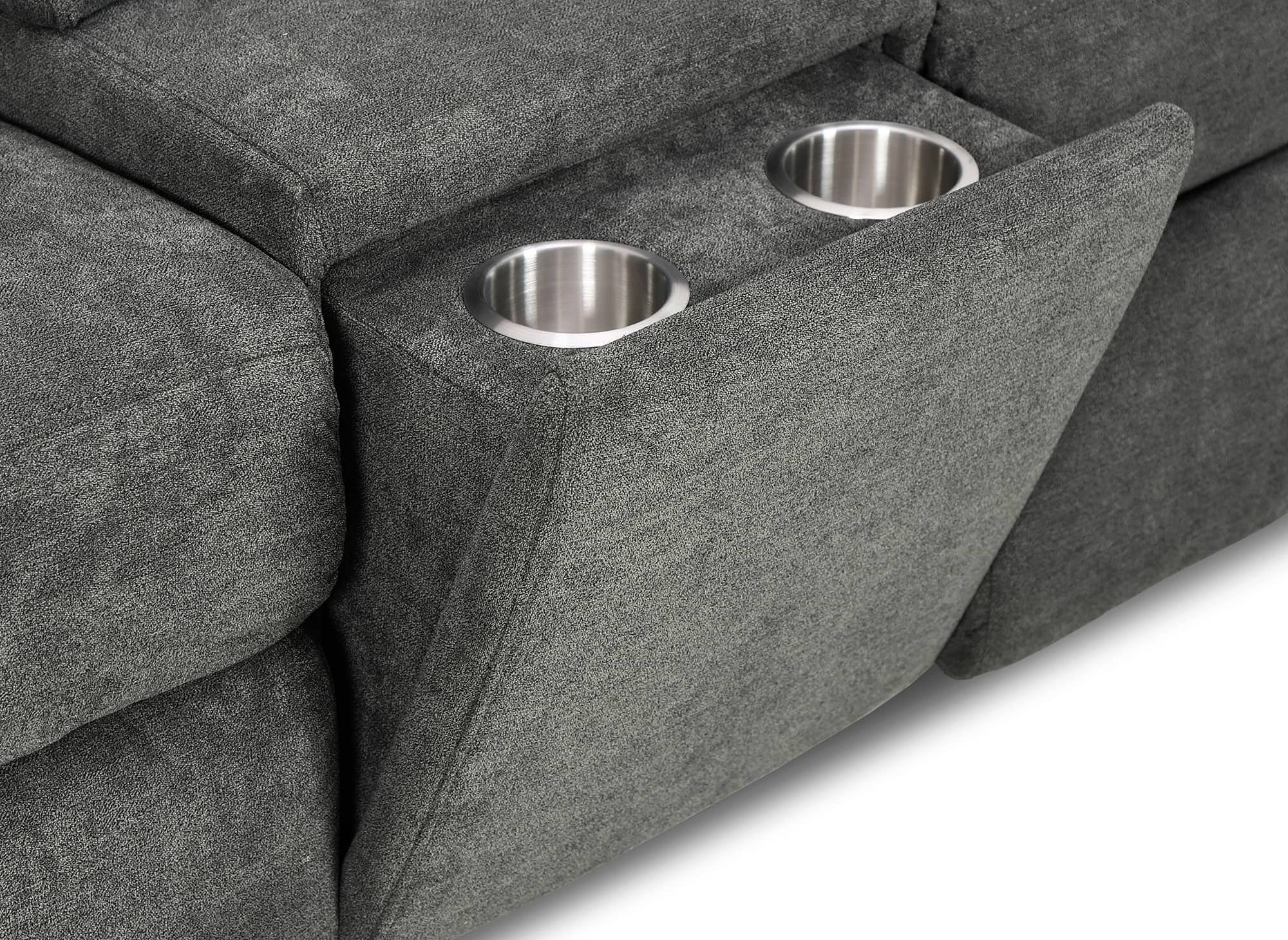 Canapé d’angle relax électrique modulable en tissu gris ORSEN - Angle Droit