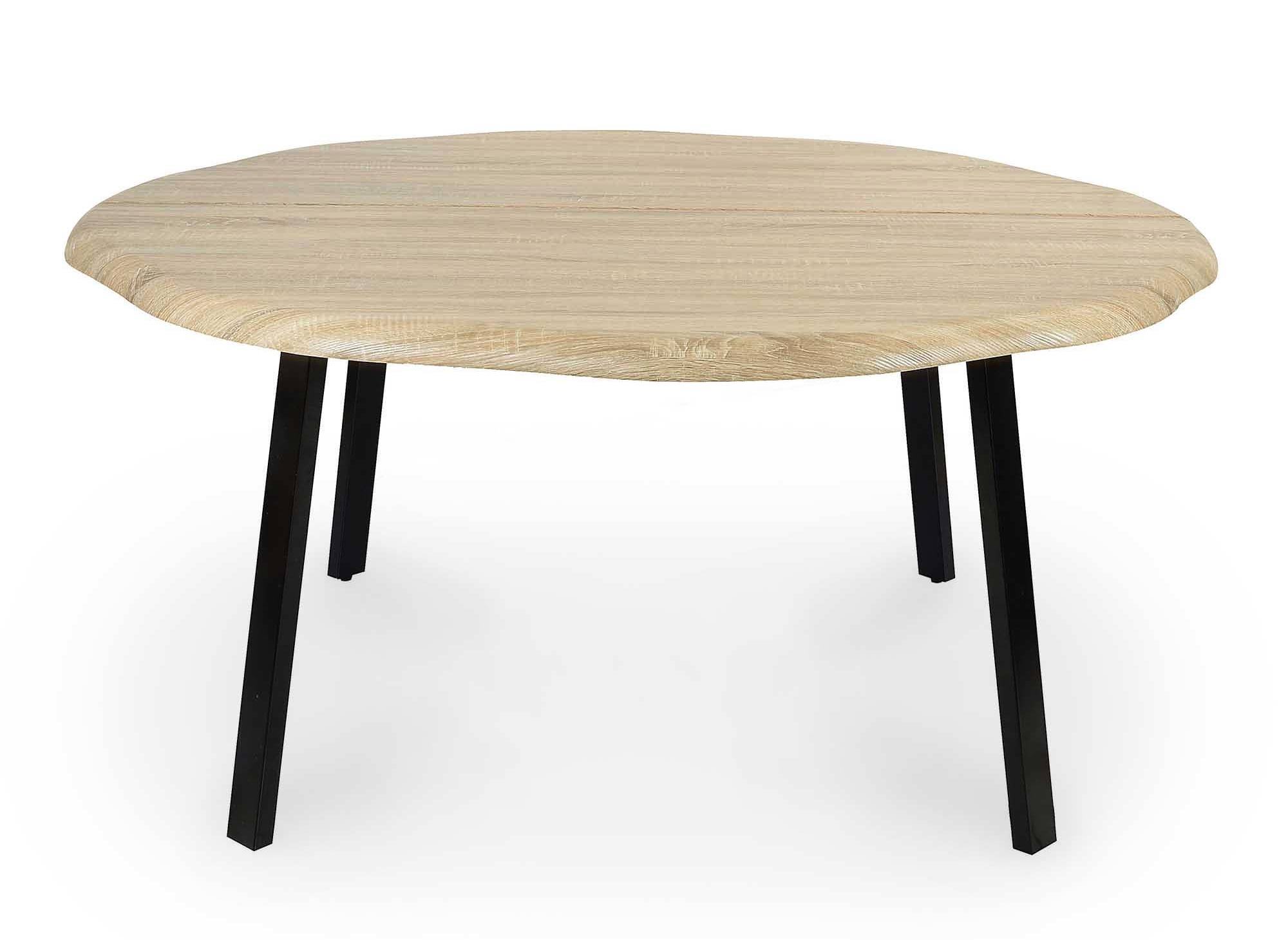 Table à manger ronde design industriel 6-8 personnes en bois DAYANA