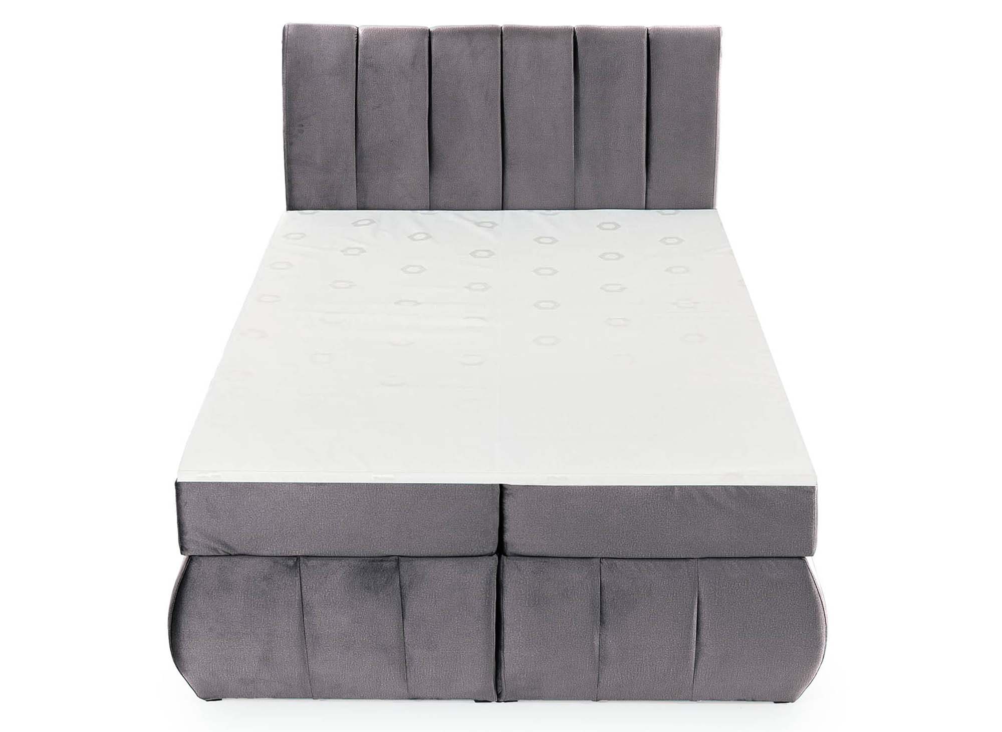 Lit boxspring 160x200 avec coffre de rangement en velours gris - VALERIA