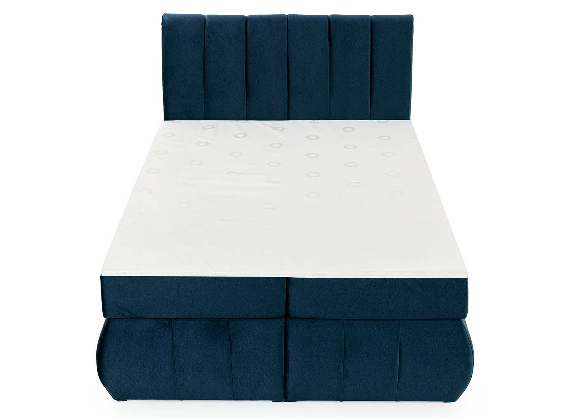 Lit boxspring 160x200 avec coffre de rangement en velours bleu foncé VALERIA