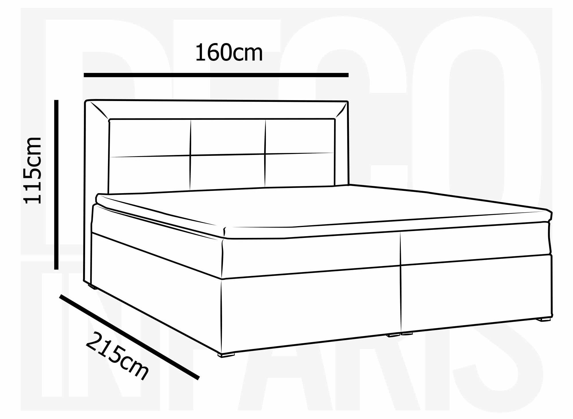 Lit boxspring 160x200 avec coffre de rangement en velours gris DAKOTA