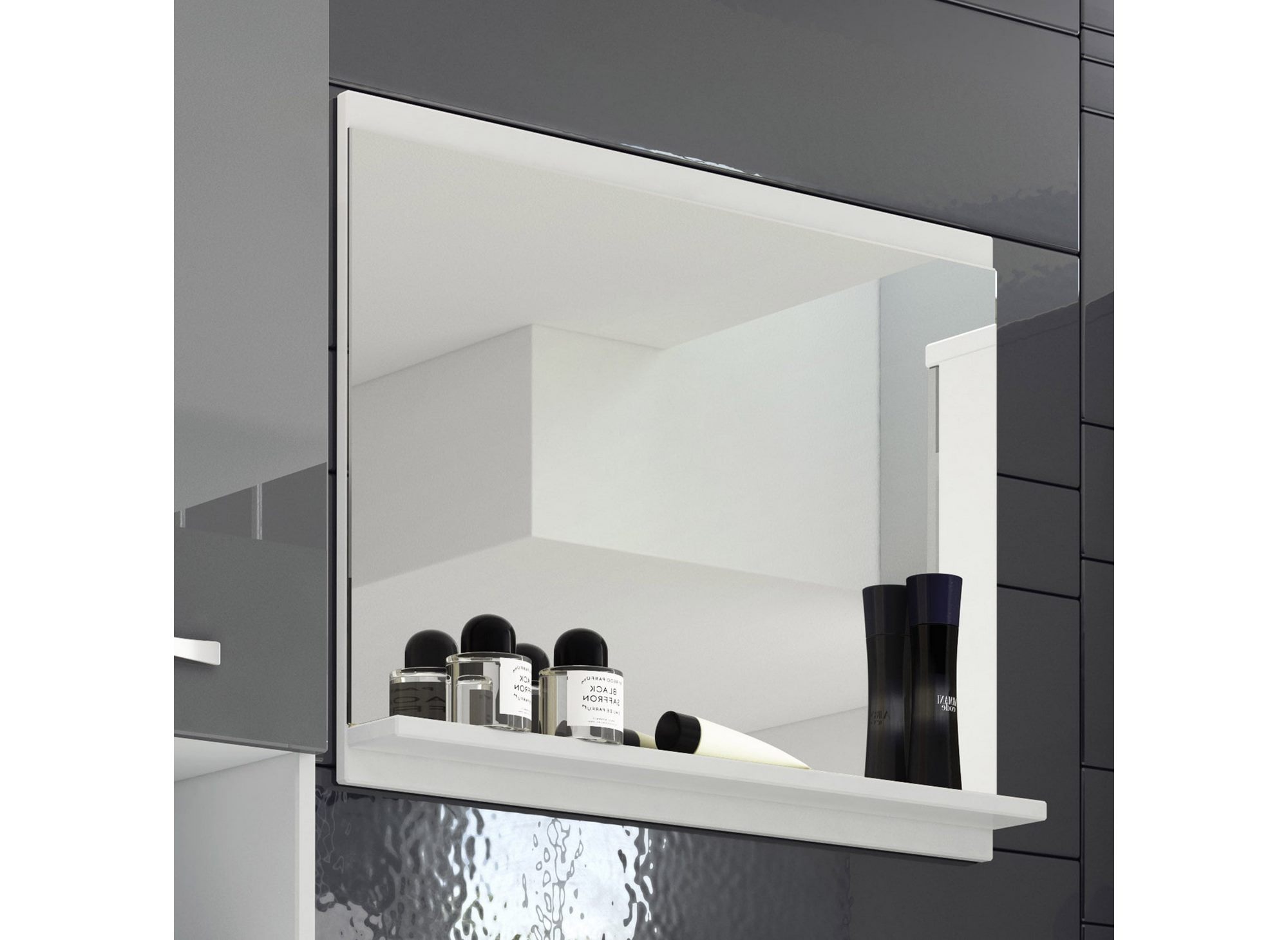 Ensemble meubles salle de bain design suspendu XL - Blanc et gris HARMONY