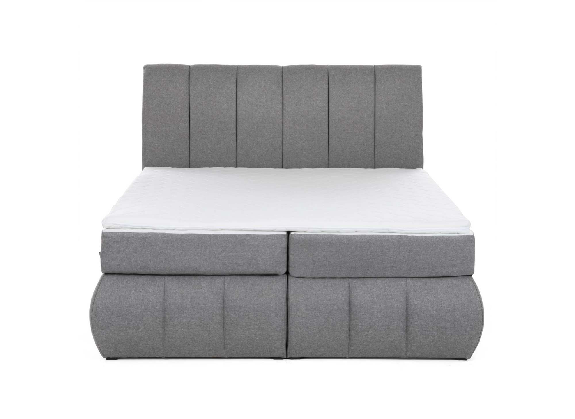 Lit boxspring 160x200 avec coffre de rangement en tissu gris - VALERIA