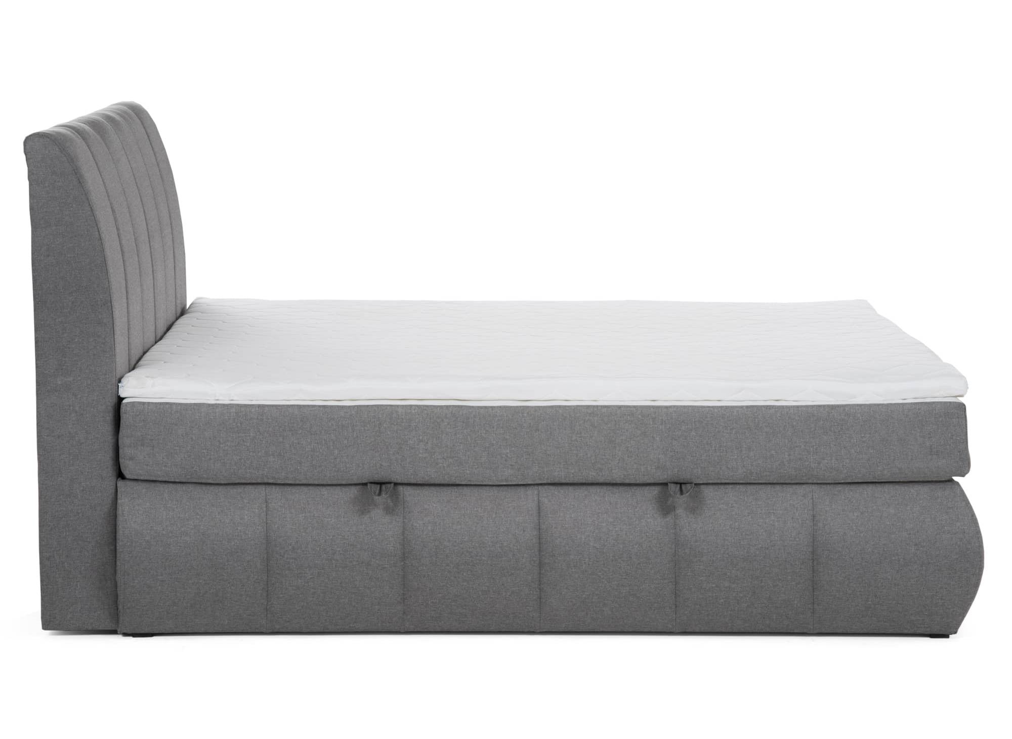 Lit boxspring 160x200 avec coffre de rangement en tissu gris - VALERIA