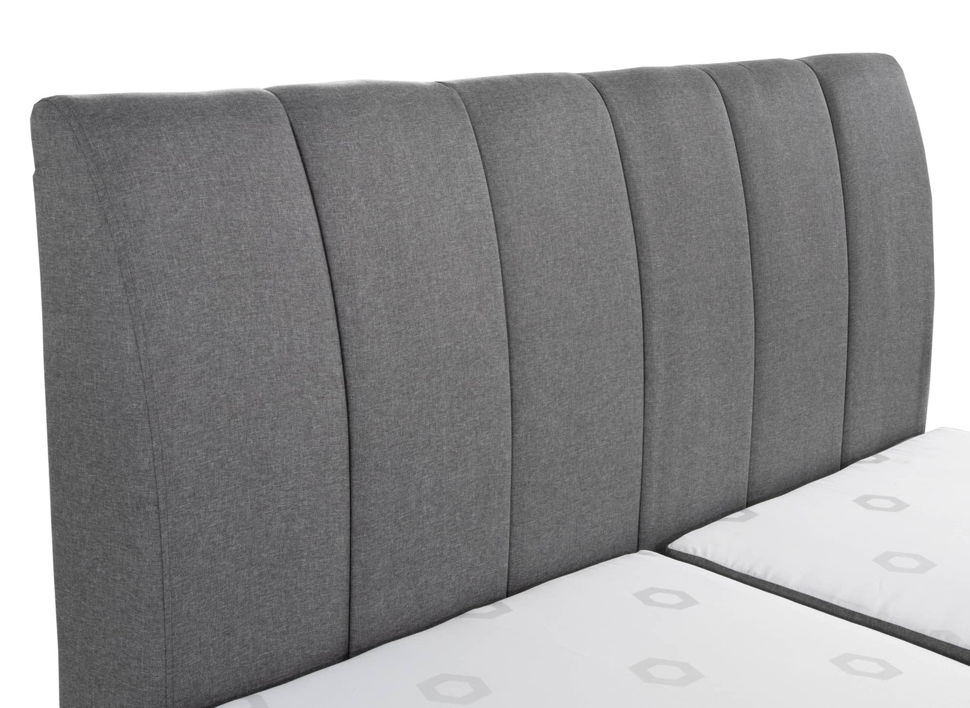 Lit boxspring 160x200 avec coffre de rangement en tissu gris - VALERIA