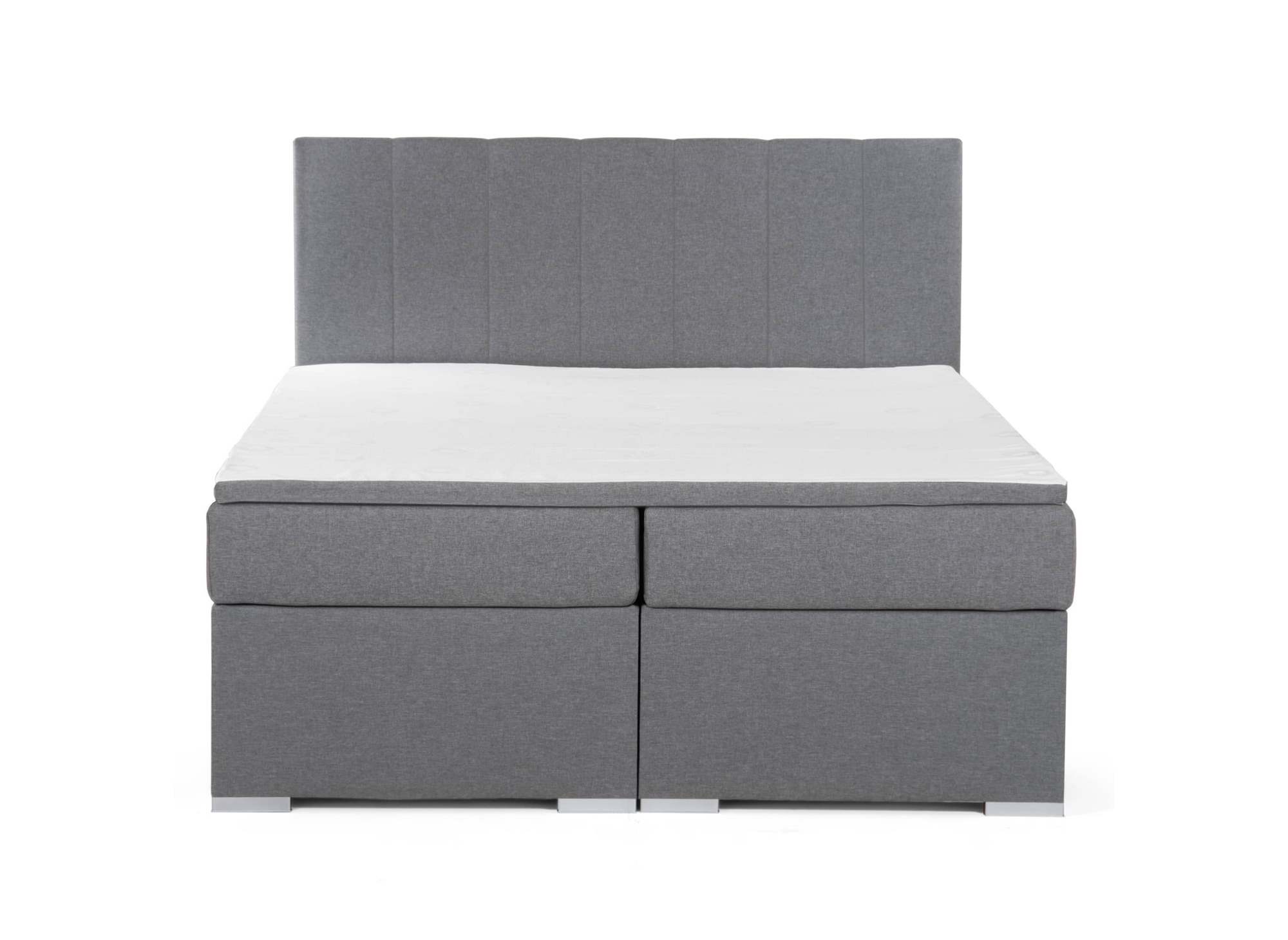 Lit boxspring 180x200 avec coffre de rangement en tissu gris - AKADIA
