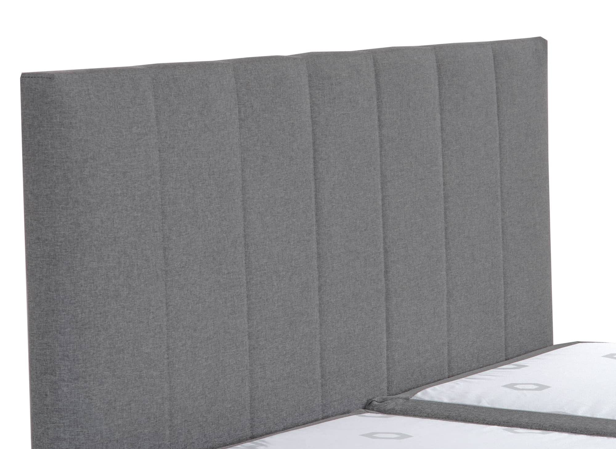 Lit boxspring 180x200 avec coffre de rangement en tissu gris - AKADIA