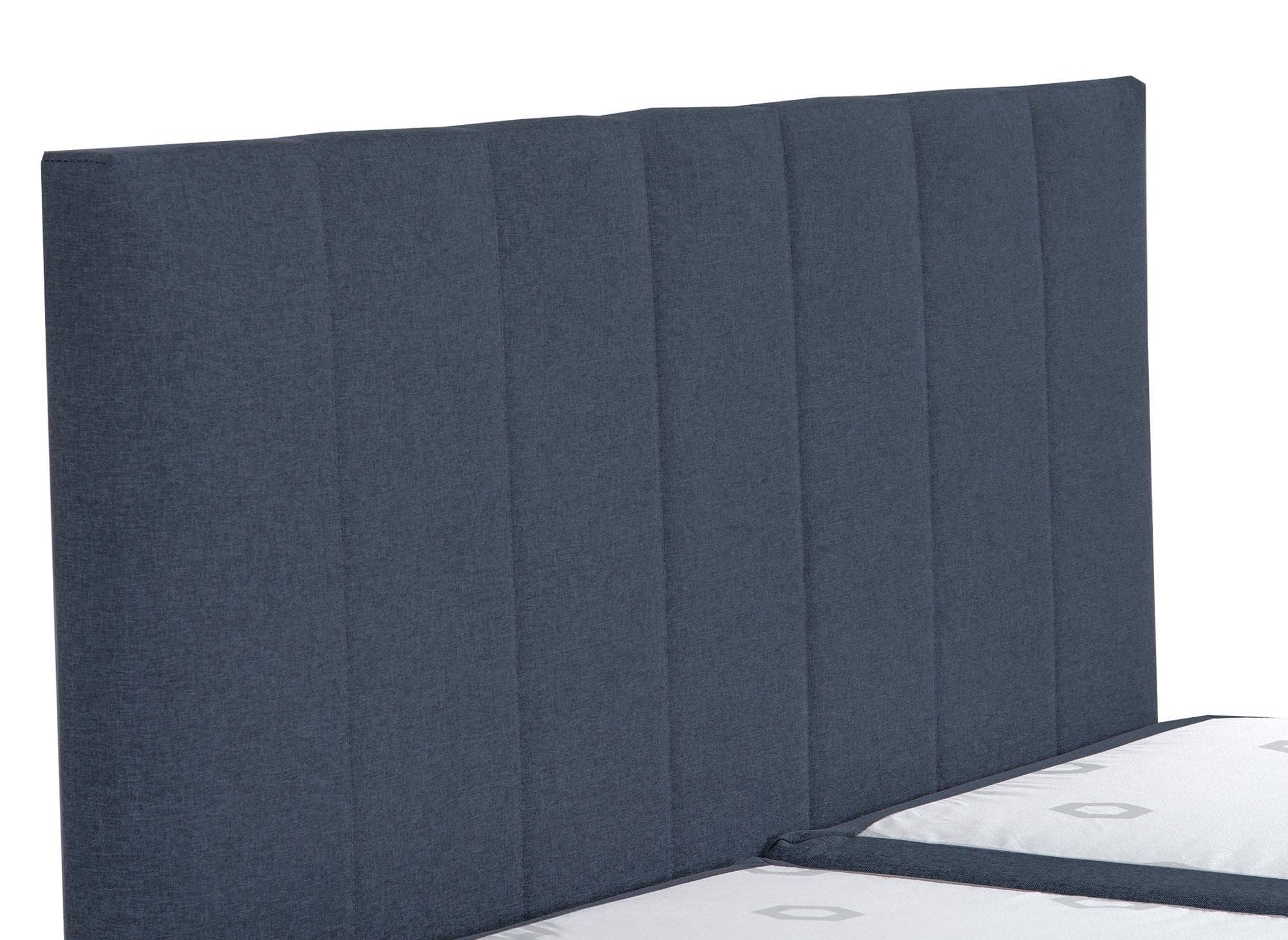 Lit boxspring 140x200 avec coffre de rangement en tissu bleu - AKADIA