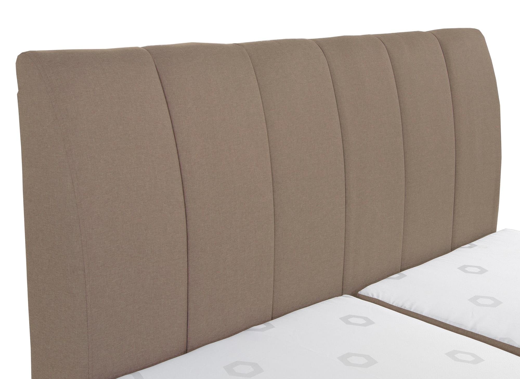 Lit boxspring 160x200 avec coffre de rangement en tissu beige moka - VALERIA