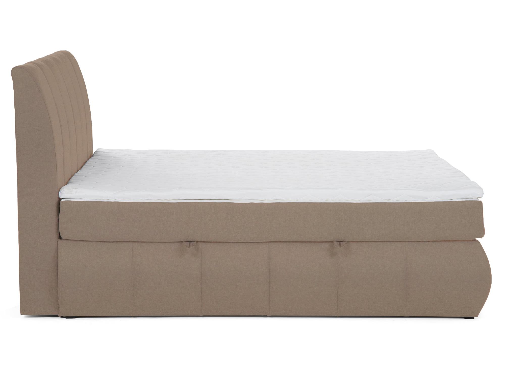 Lit boxspring 160x200 avec coffre de rangement en tissu beige moka - VALERIA