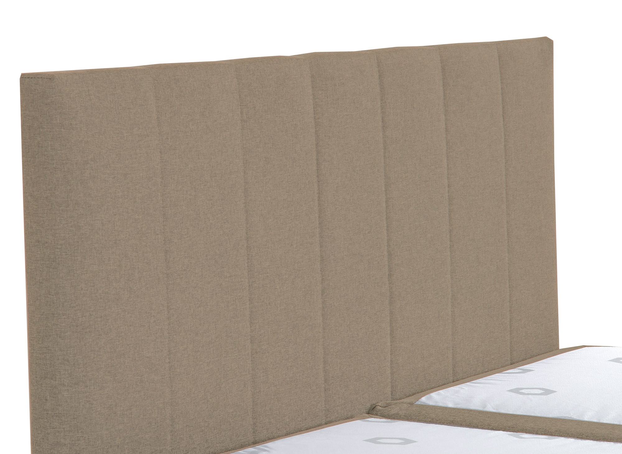 Lit boxspring 180x200 avec coffre de rangement en tissu beige moka - AKADIA
