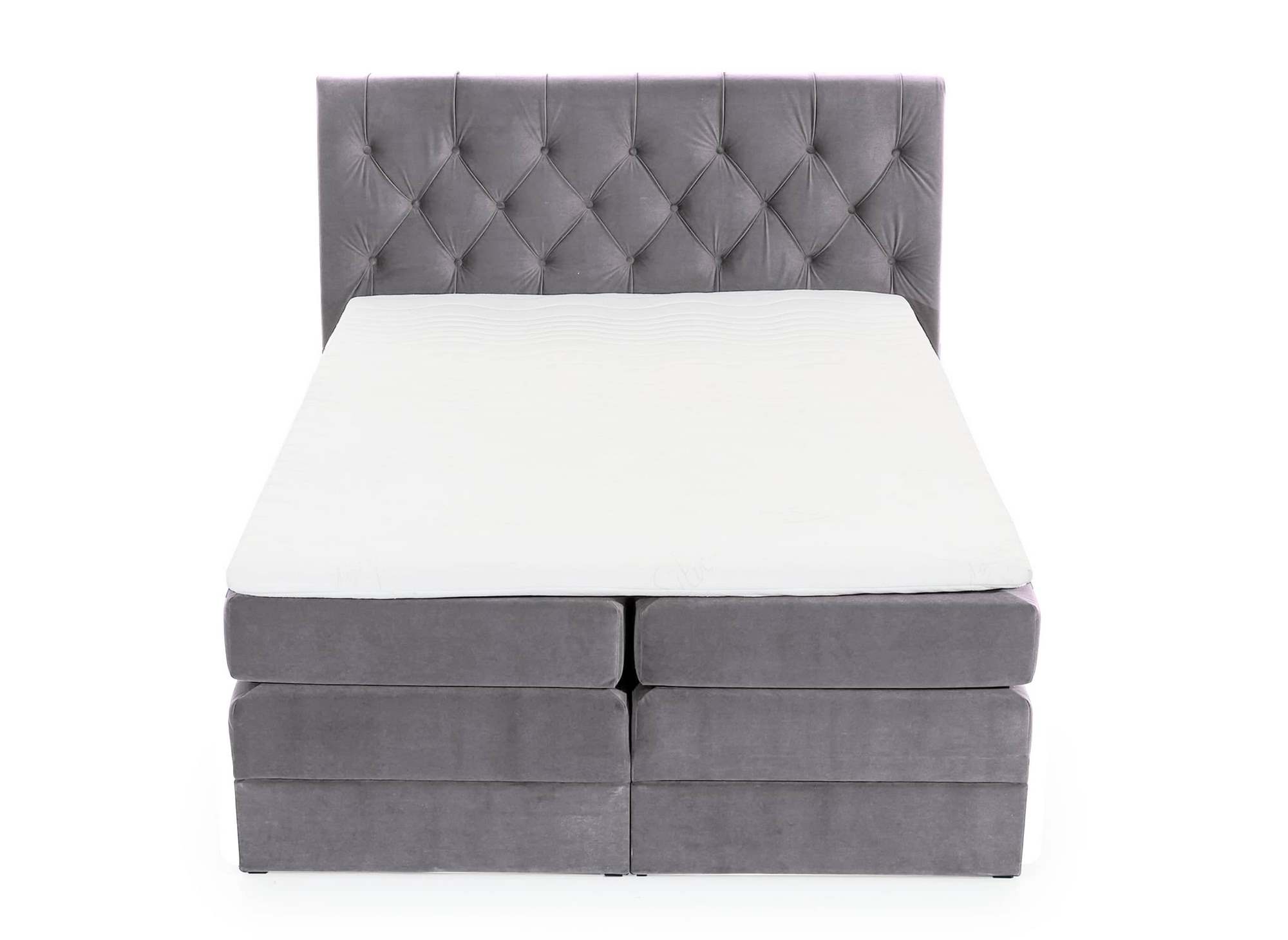 Lit boxspring 160x200 avec coffre de rangement en velours gris MIRANDA