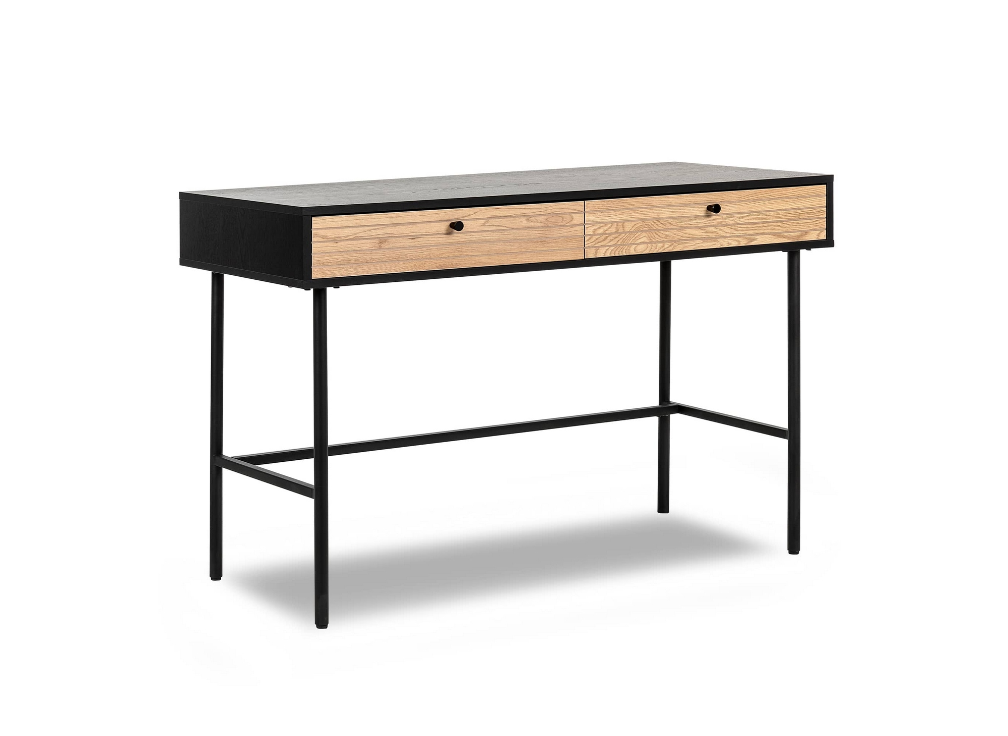 Bureau 2 tiroirs en bois et métal noir DARYL - DIP