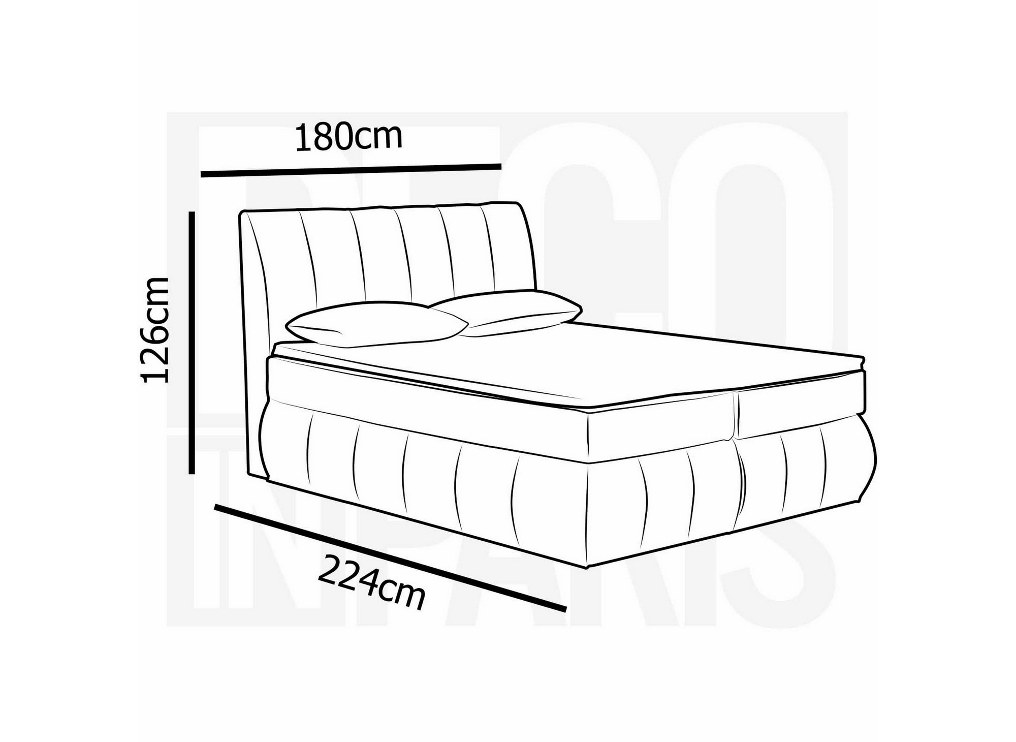 Lit boxspring 180x200 avec coffre de rangement en velours beige - VALERIA