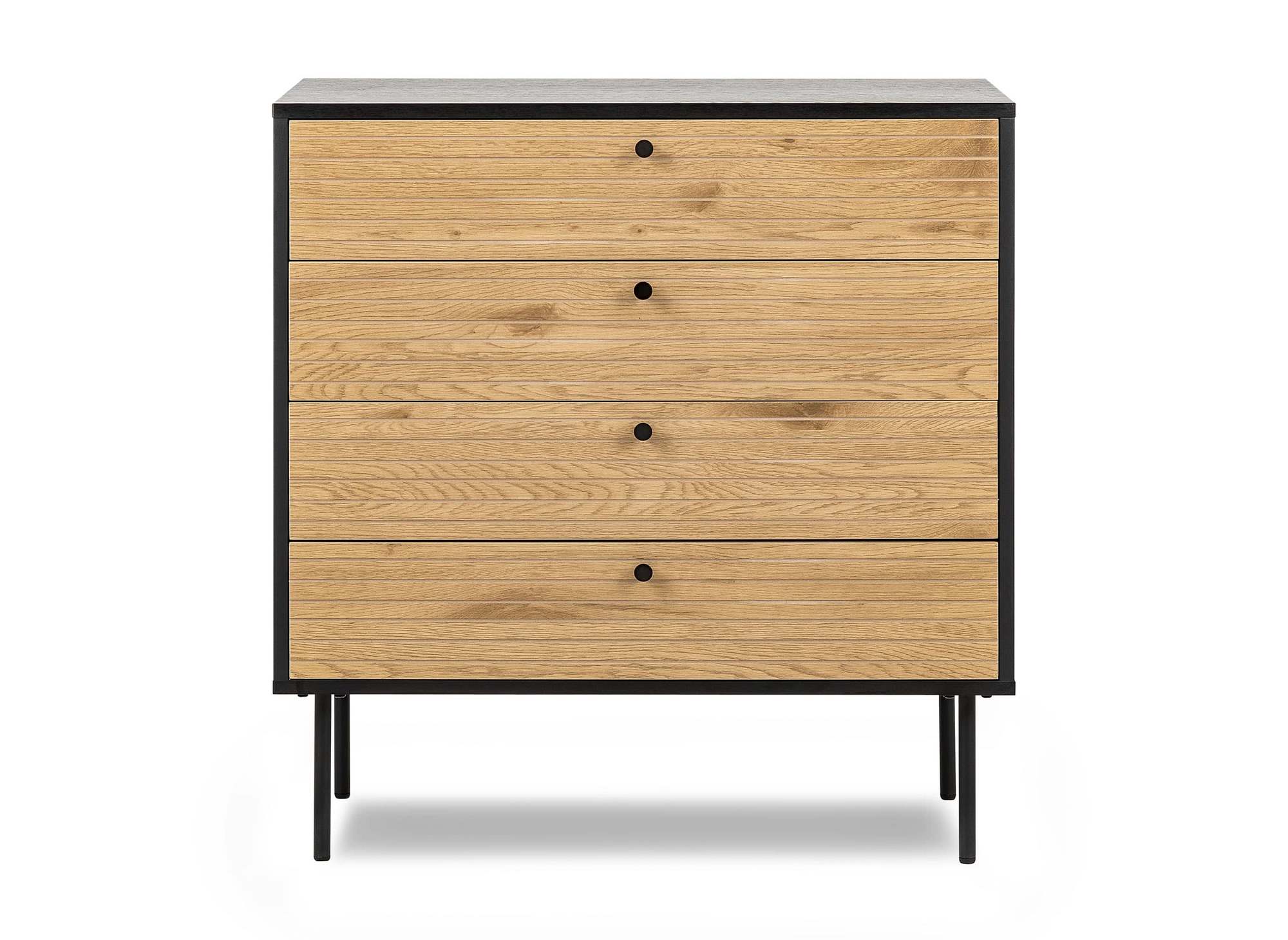 Commode basse 4 tiroirs en bois et métal noir DARYL