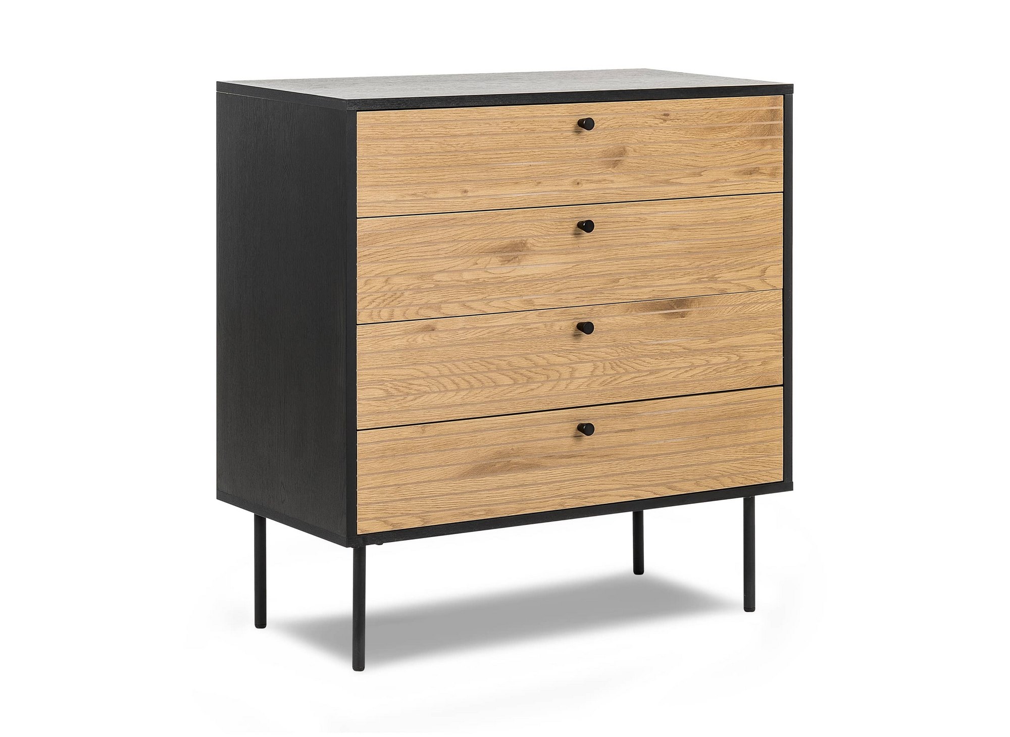 Commode basse 4 tiroirs en bois et métal noir DARYL