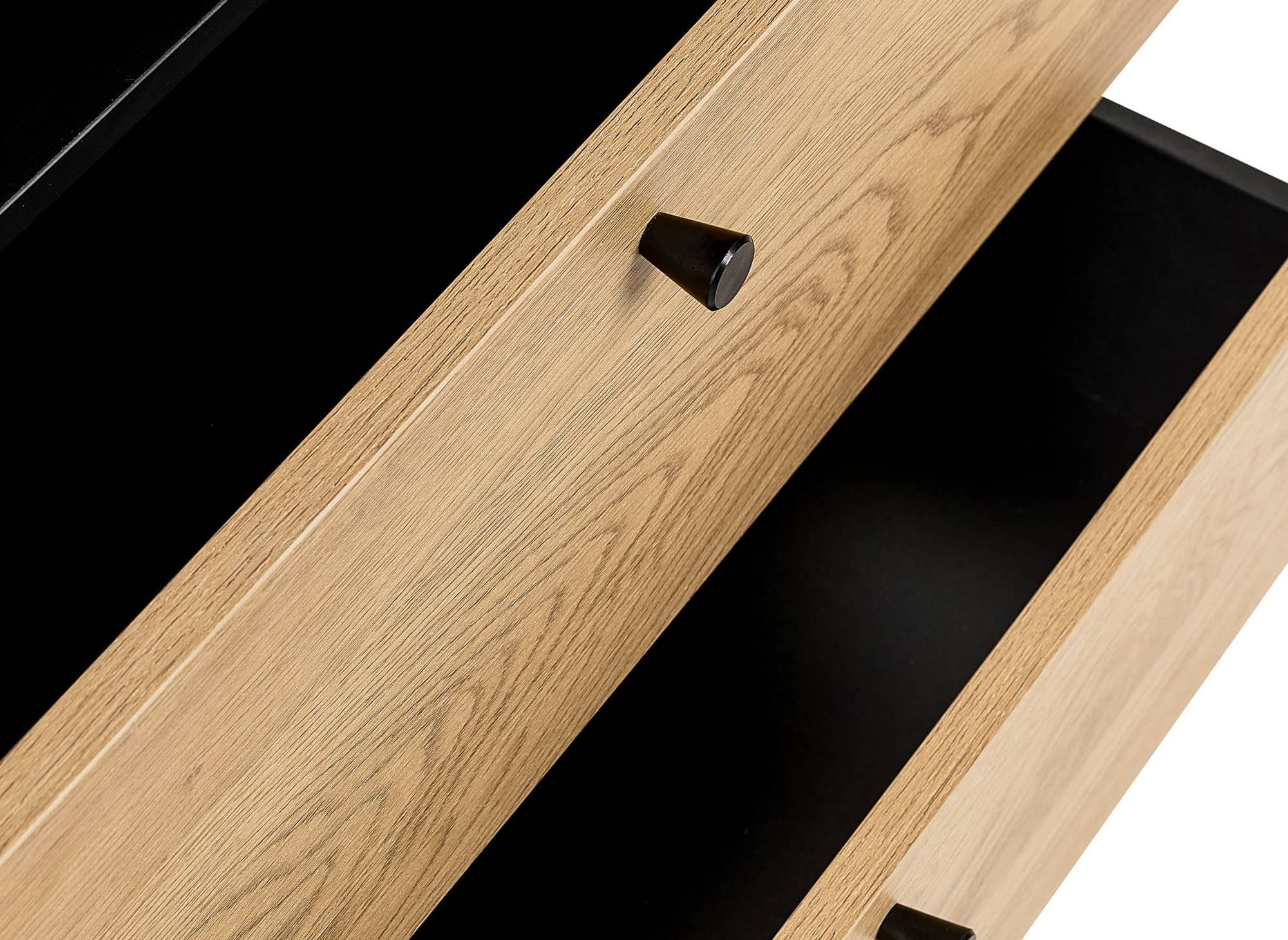 Commode 2 tiroirs en bois clair et métal noir SOHANE