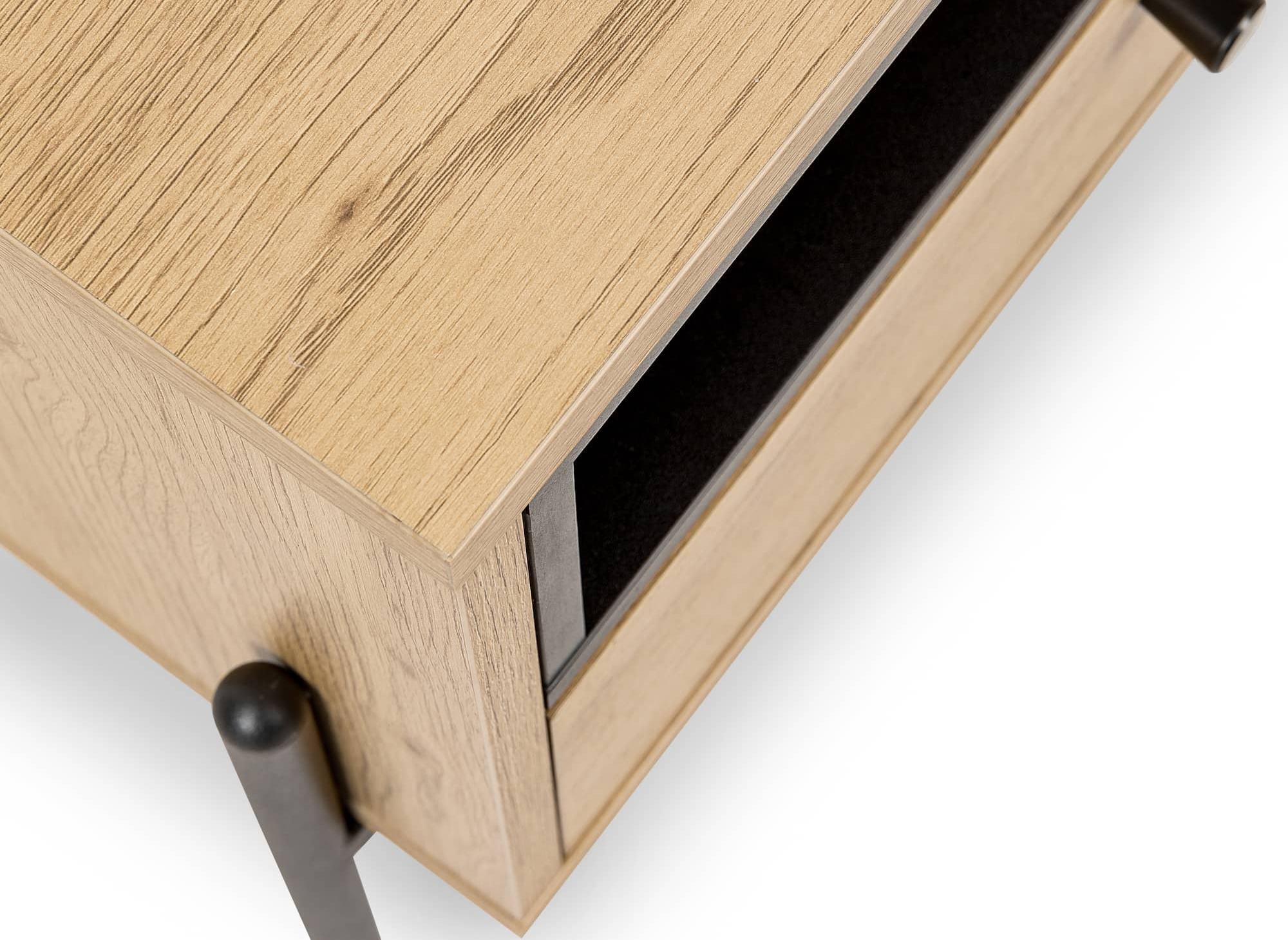 Table de chevet 1 tiroir en bois clair et métal noir SOHANE