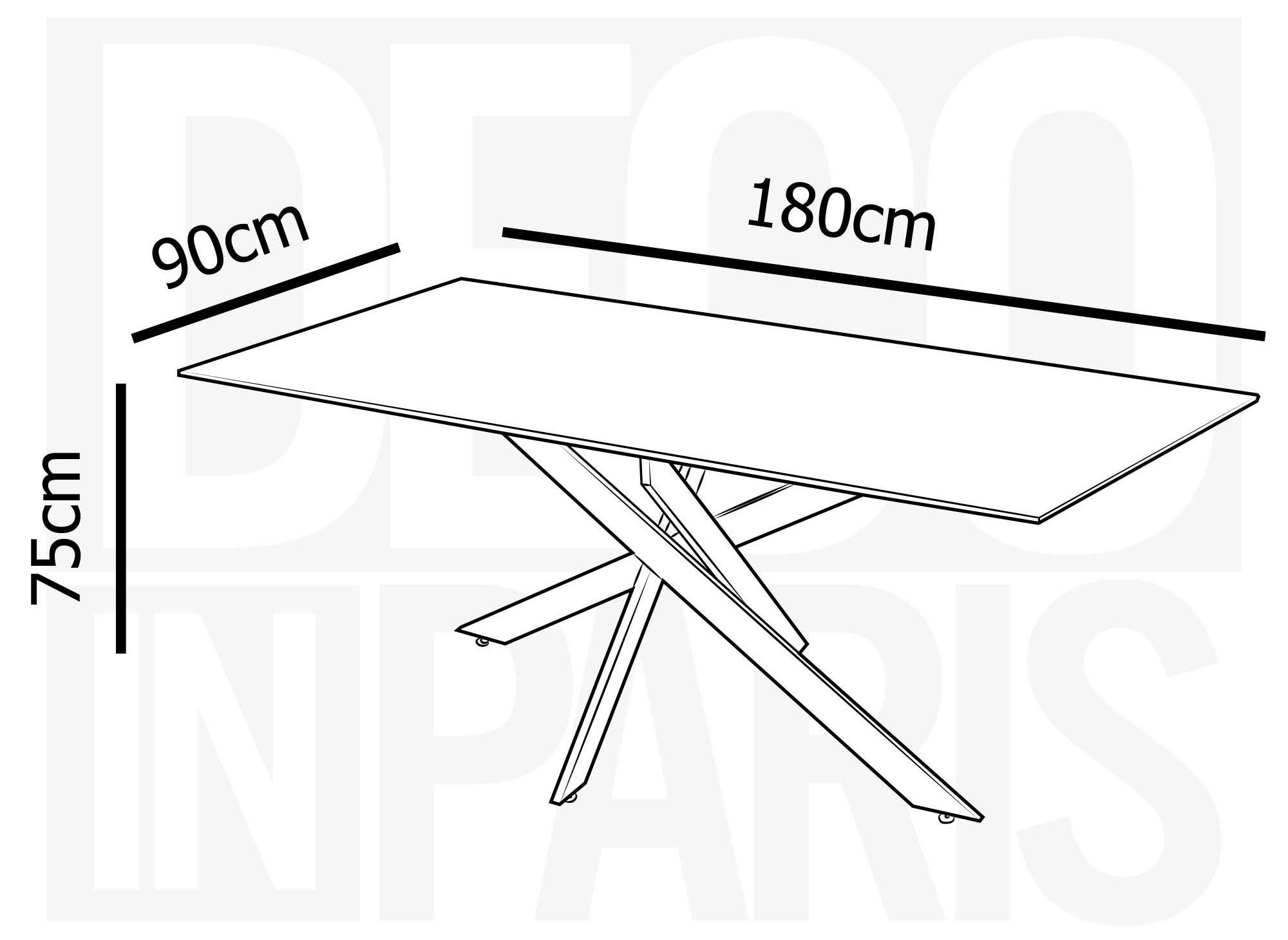 Table à manger rectangulaire design verre marbré et pieds dorés 6 personnes MELISSA