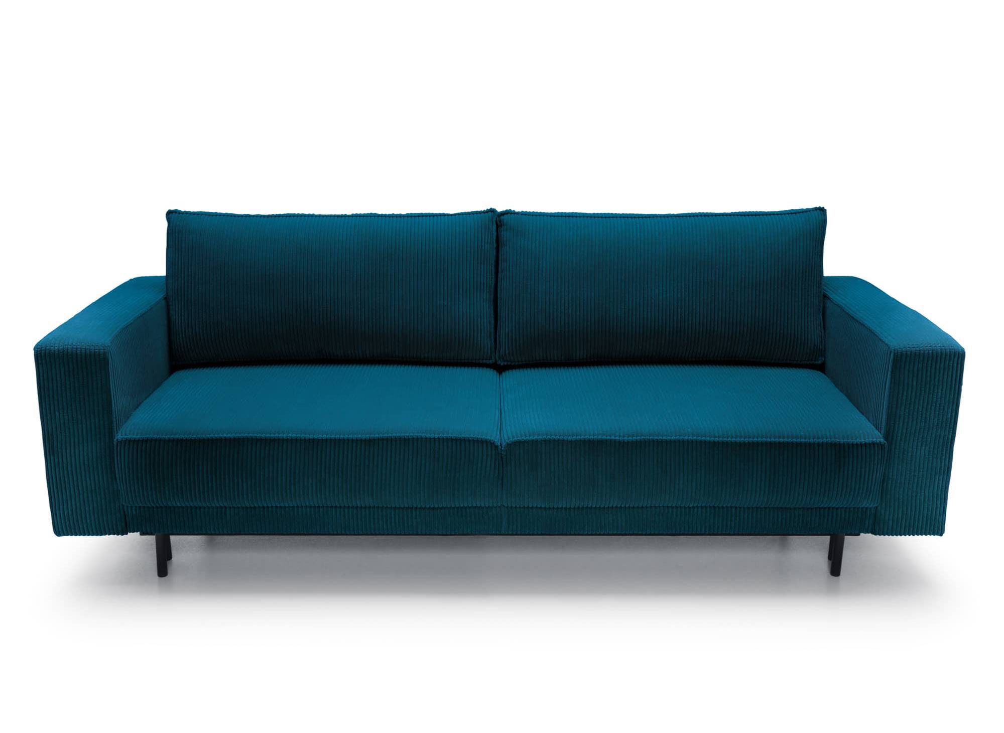 Canapé convertible avec coffre de rangement en velours cotelé bleu canard MONIA