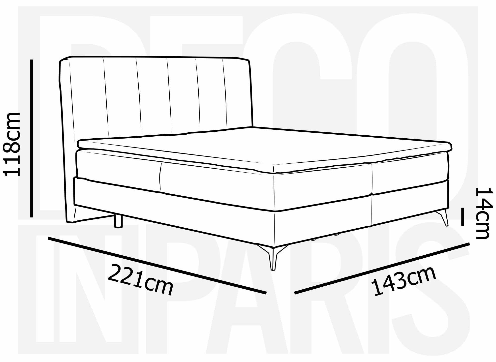 Lit boxspring 140x200 avec coffre de rangement en velours bleu foncé ADELE