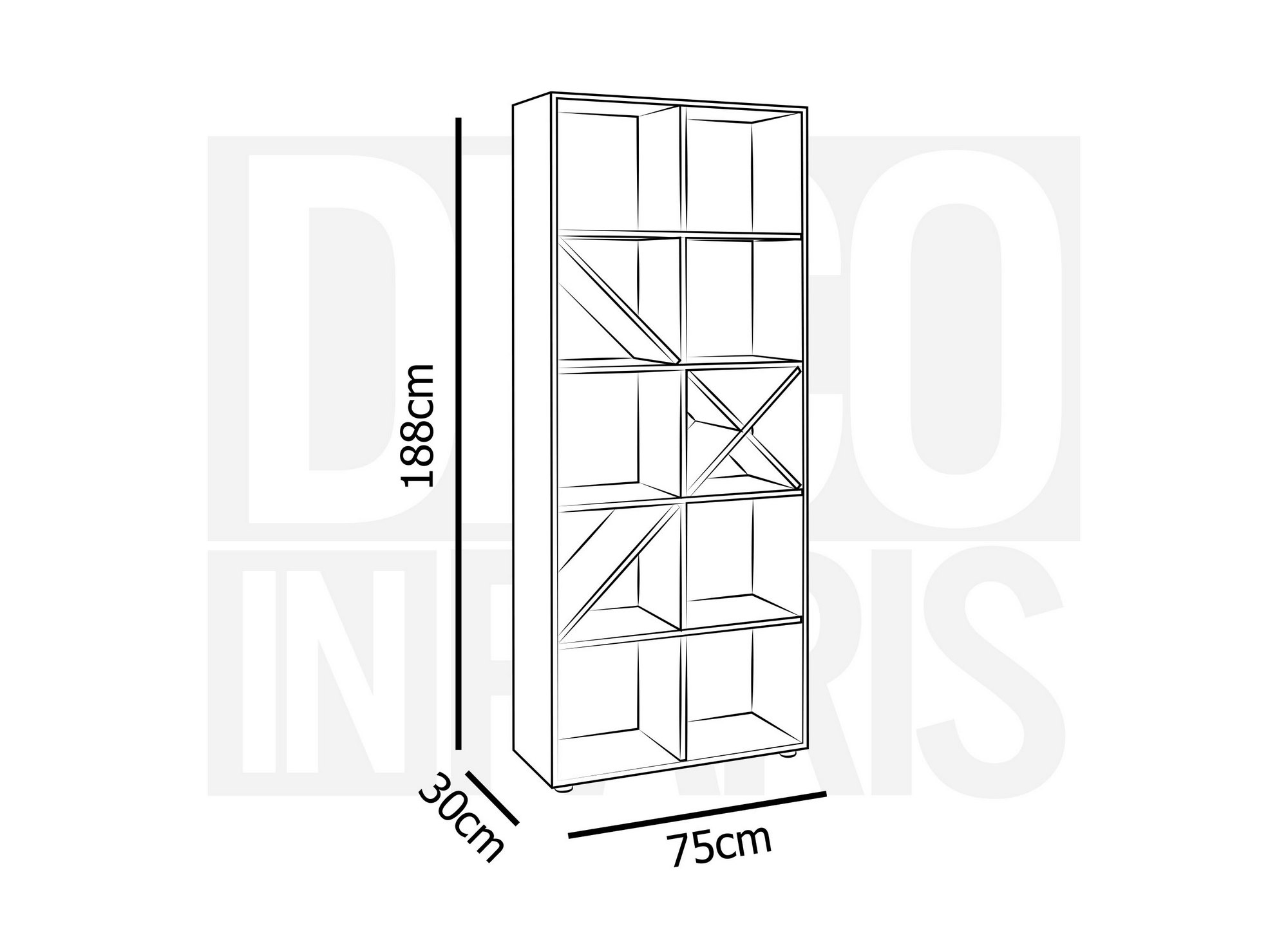 Bibliothèque design couleur chêne 188 cm FAUSTINE
